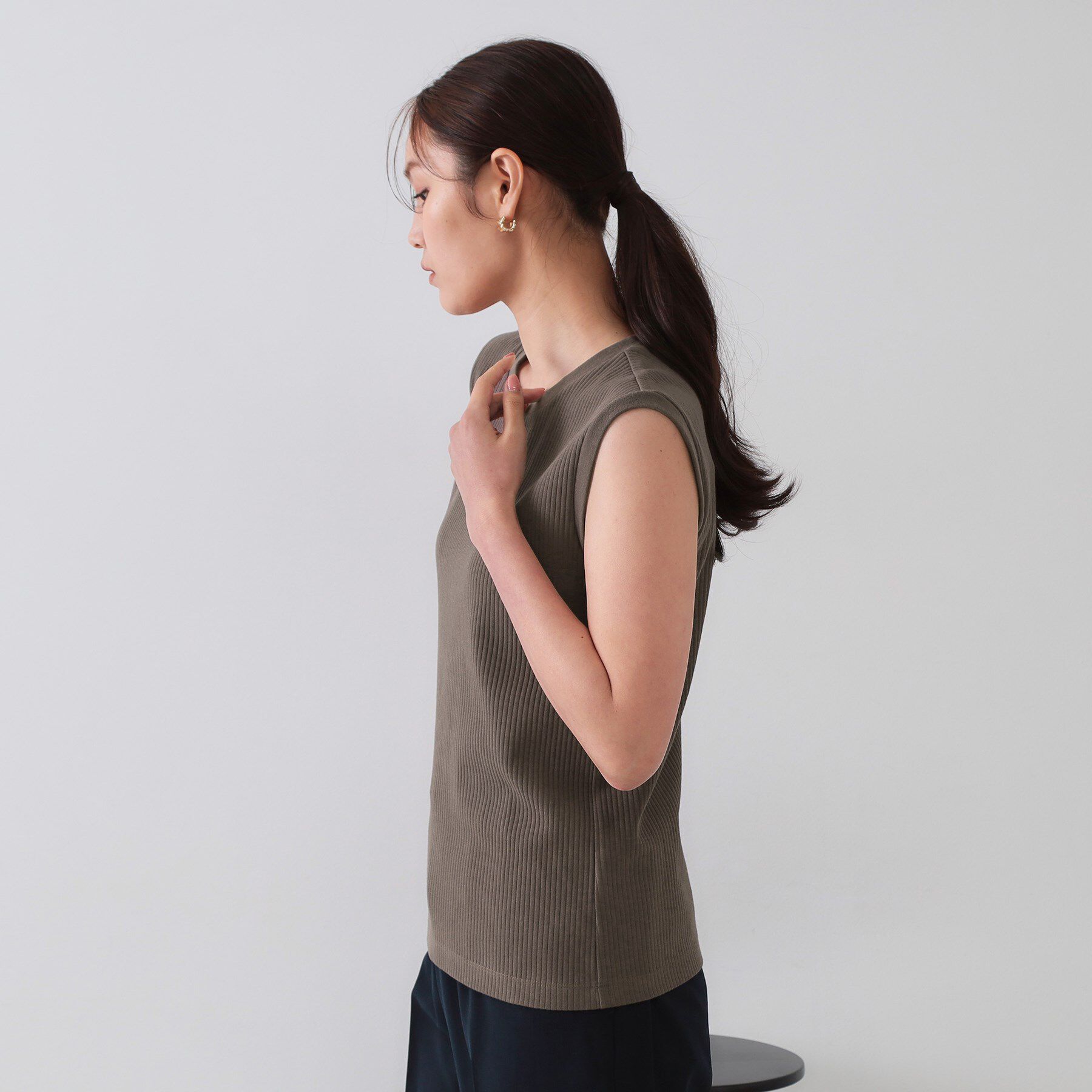 OPAQUE.CLIP「ノースリーブリブカットソー【洗濯機洗い可】」|Tシャツ・カットソー|