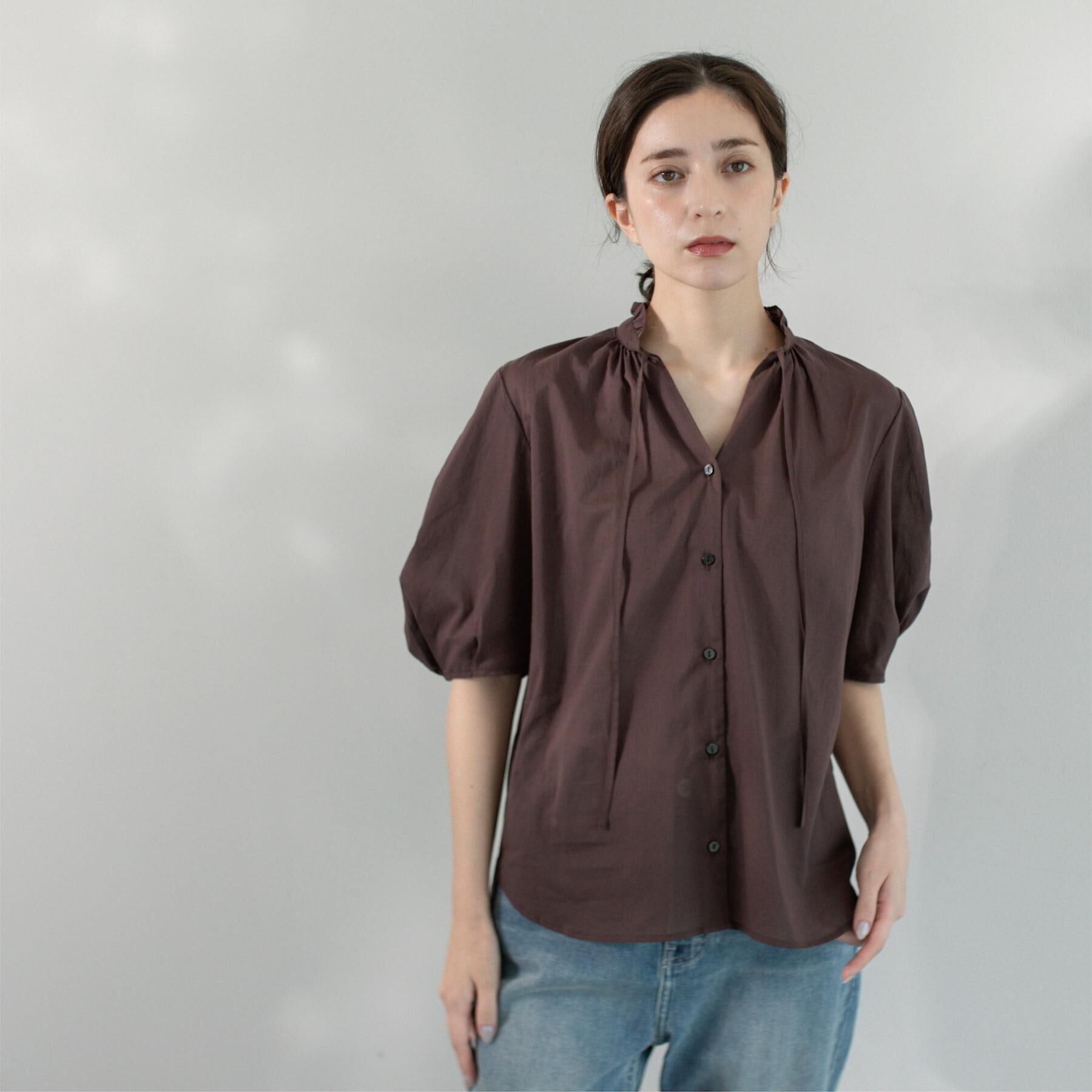 OPAQUE.CLIP「シアーフリルネックブラウス【洗濯機洗い可】」|シャツ・ブラウス|