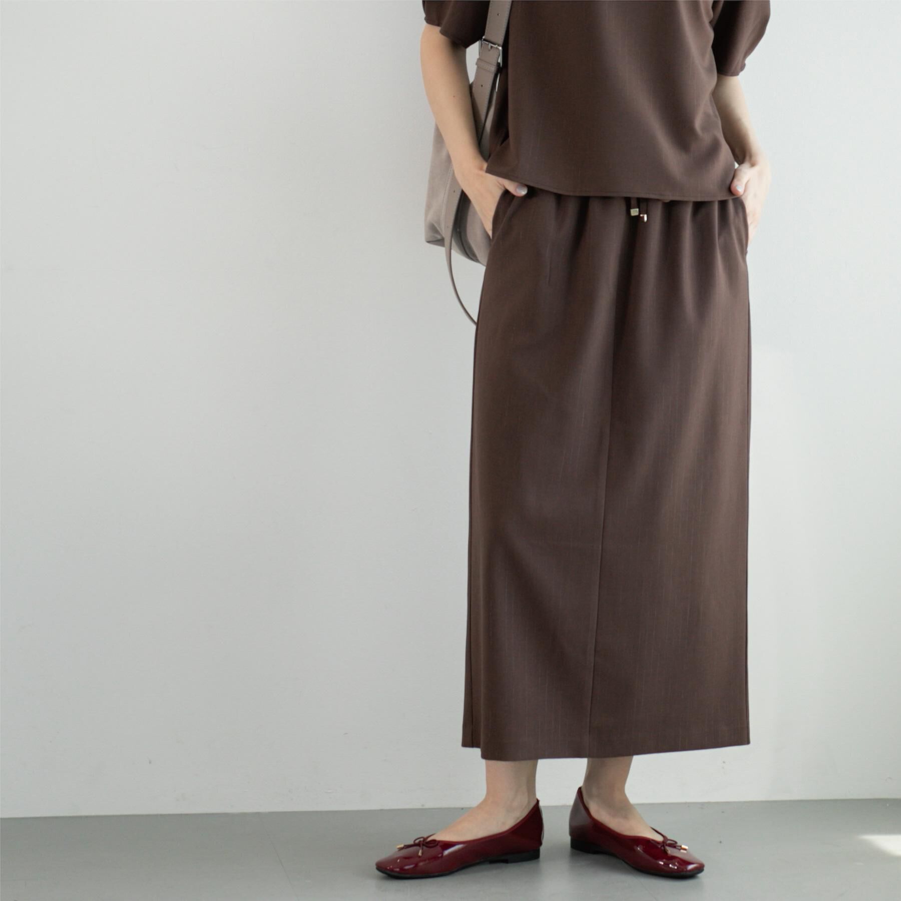 OPAQUE.CLIP「ラメストライプイージーナロースカート/セットアップ可【洗濯機洗い可/防シワ/吸水速乾】」|スカート|