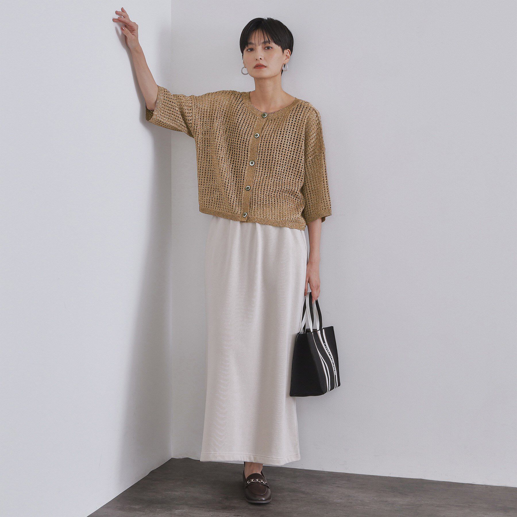 OPAQUE.CLIP「2WAY ラメメッシュニット【洗濯機洗い可/抗ピル】」|ニット・セーター|