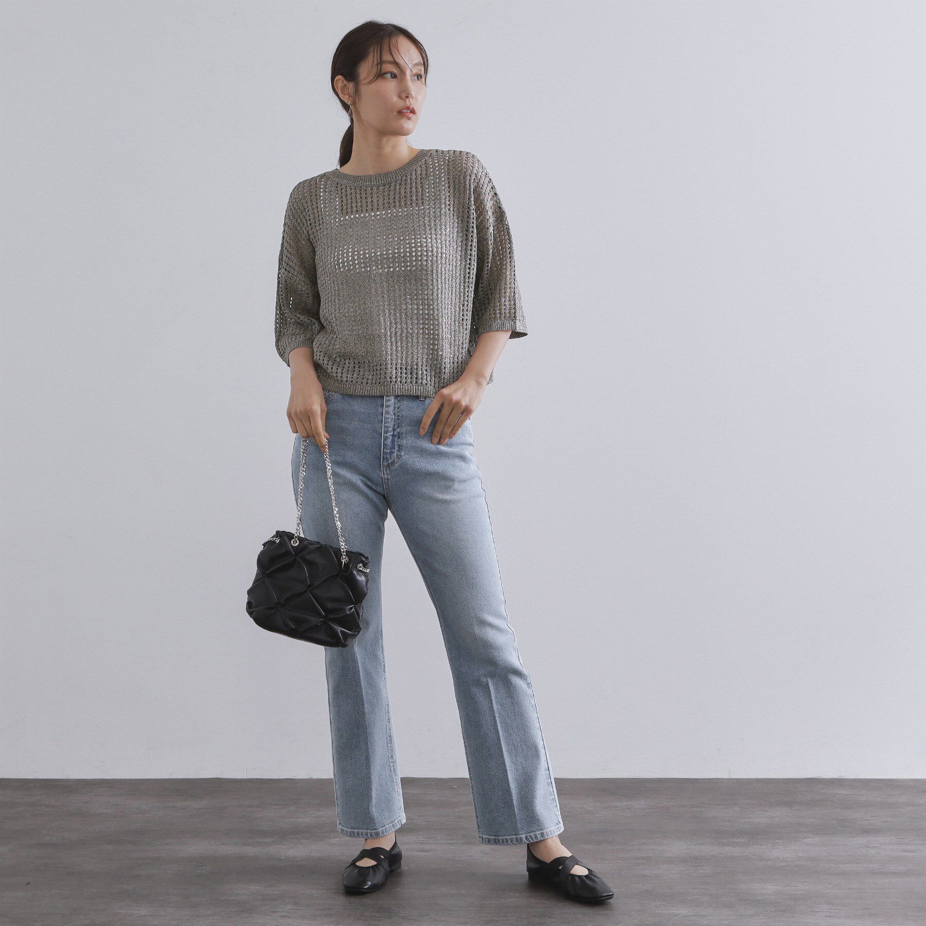 OPAQUE.CLIP「2WAY ラメメッシュニット【洗濯機洗い可/抗ピル】」|ニット・セーター|