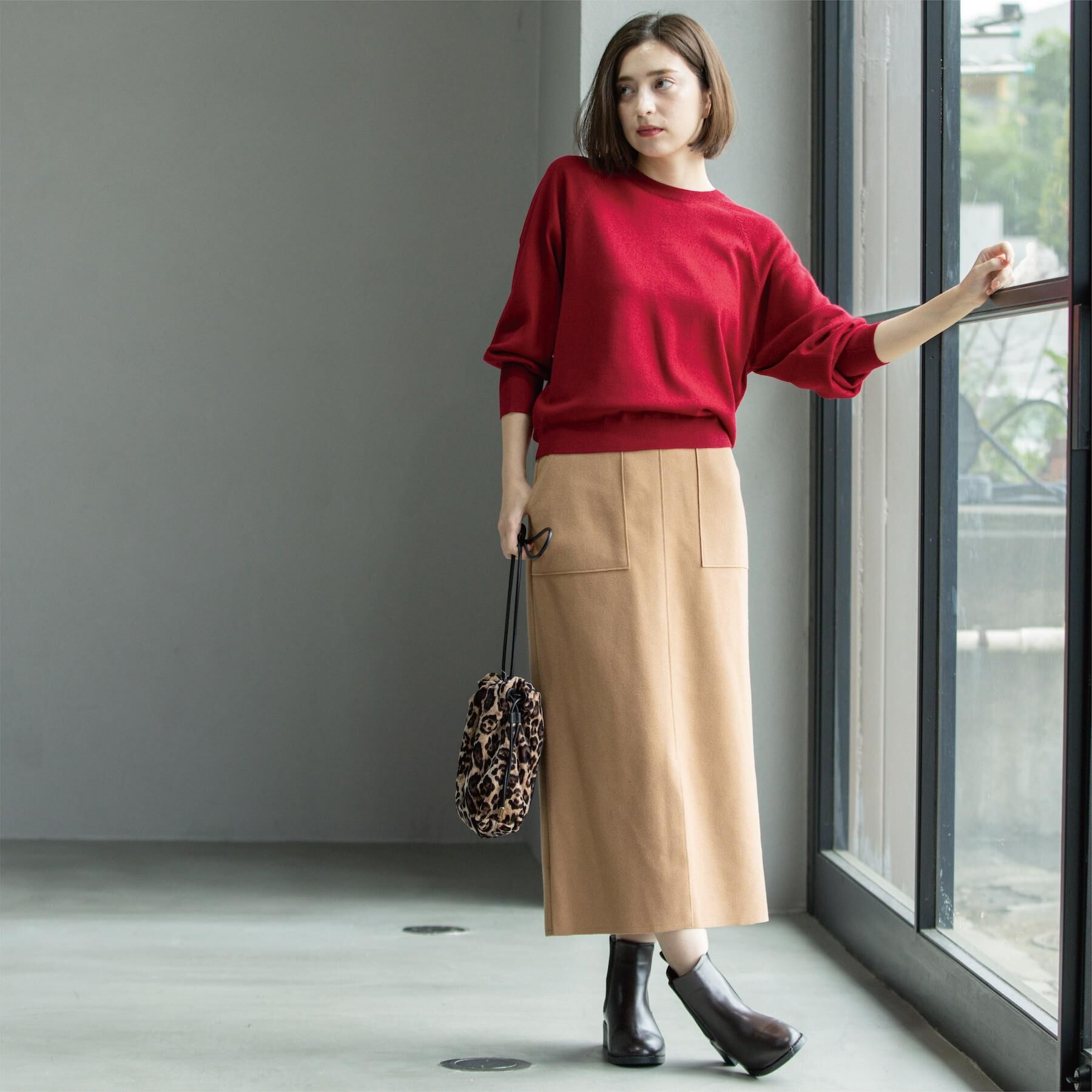 OPAQUE.CLIP「ラグランクルーネックニット/エクストラファインメリノウール【THEシリーズ/洗濯機OK】」|ニット・セーター|