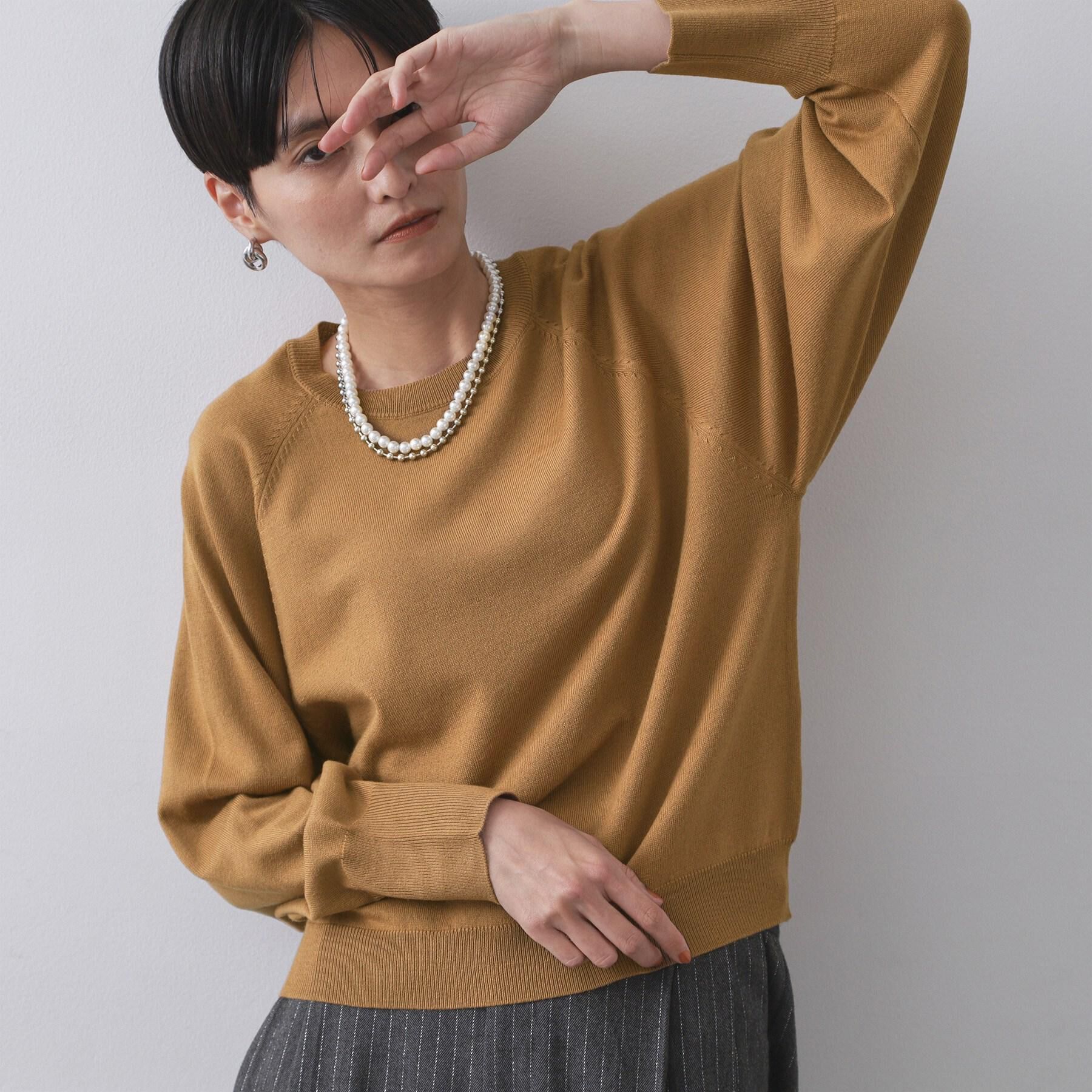 OPAQUE.CLIP「ラグランクルーネックニット/エクストラファインメリノウール【THEシリーズ/洗濯機OK】」|ニット・セーター|