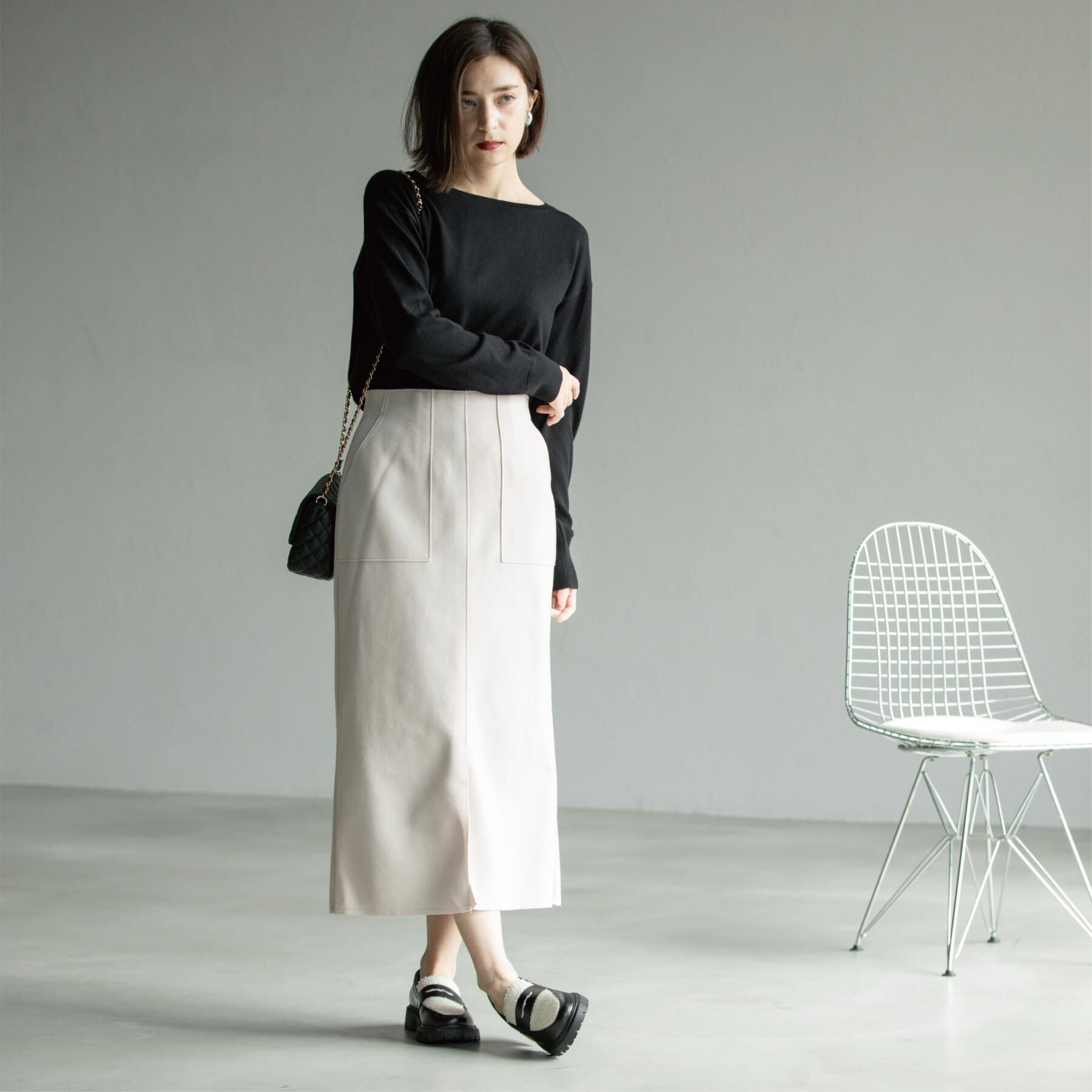 OPAQUE.CLIP「ボートネックニット/エクストラファインメリノウール【THEシリーズ/洗濯機OK】」|ニット・セーター|