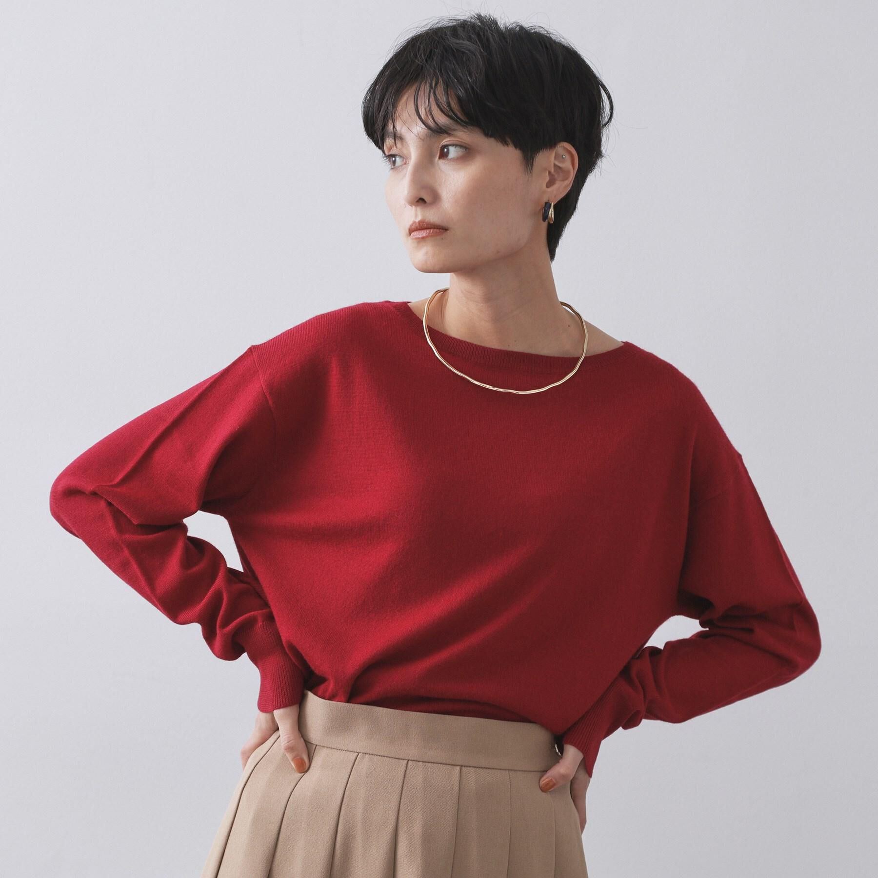 OPAQUE.CLIP「ボートネックニット/エクストラファインメリノウール【THEシリーズ/洗濯機OK】」|ニット・セーター|