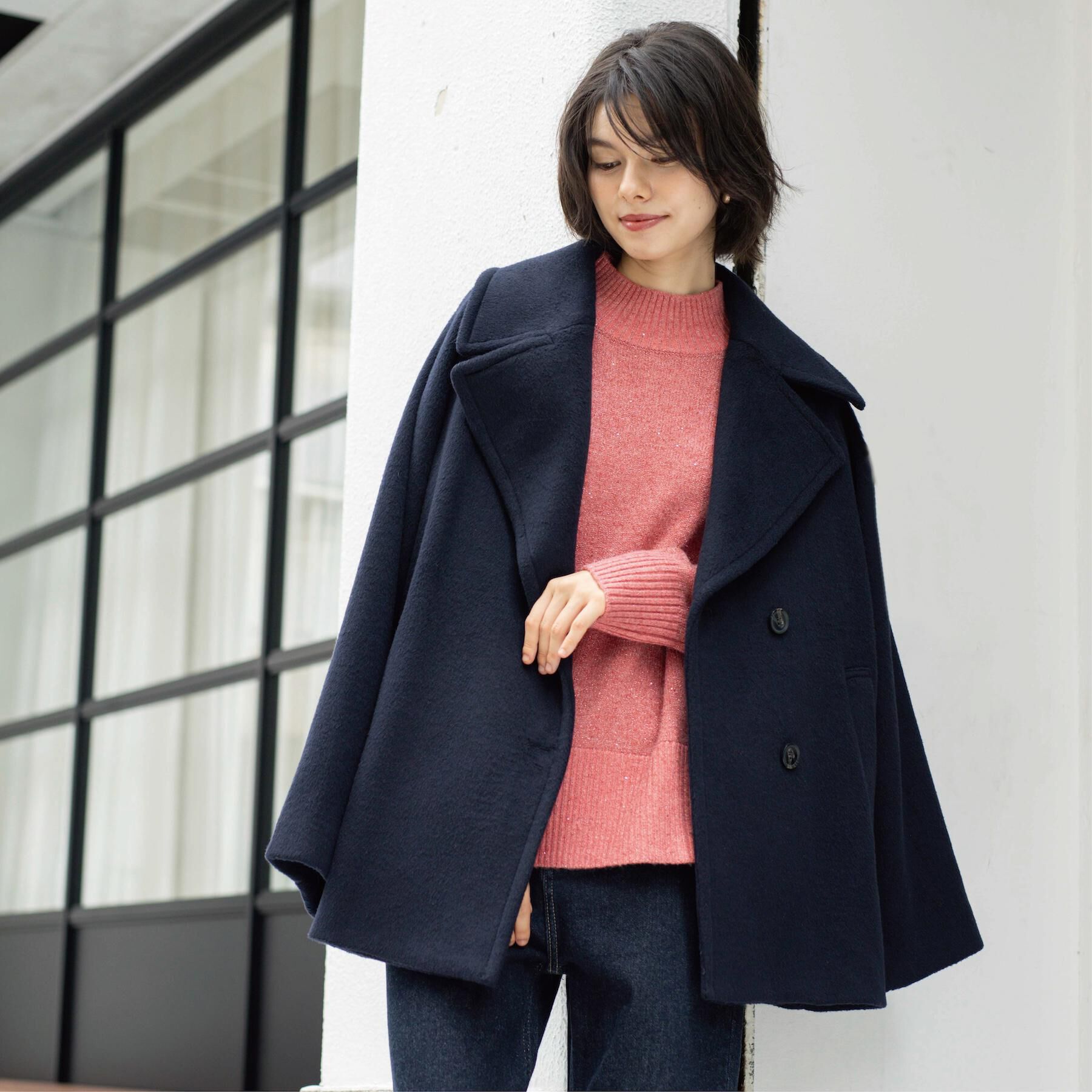 OPAQUE.CLIP「カシミヤブレンドウールミドルピーコート」|ピーコート|