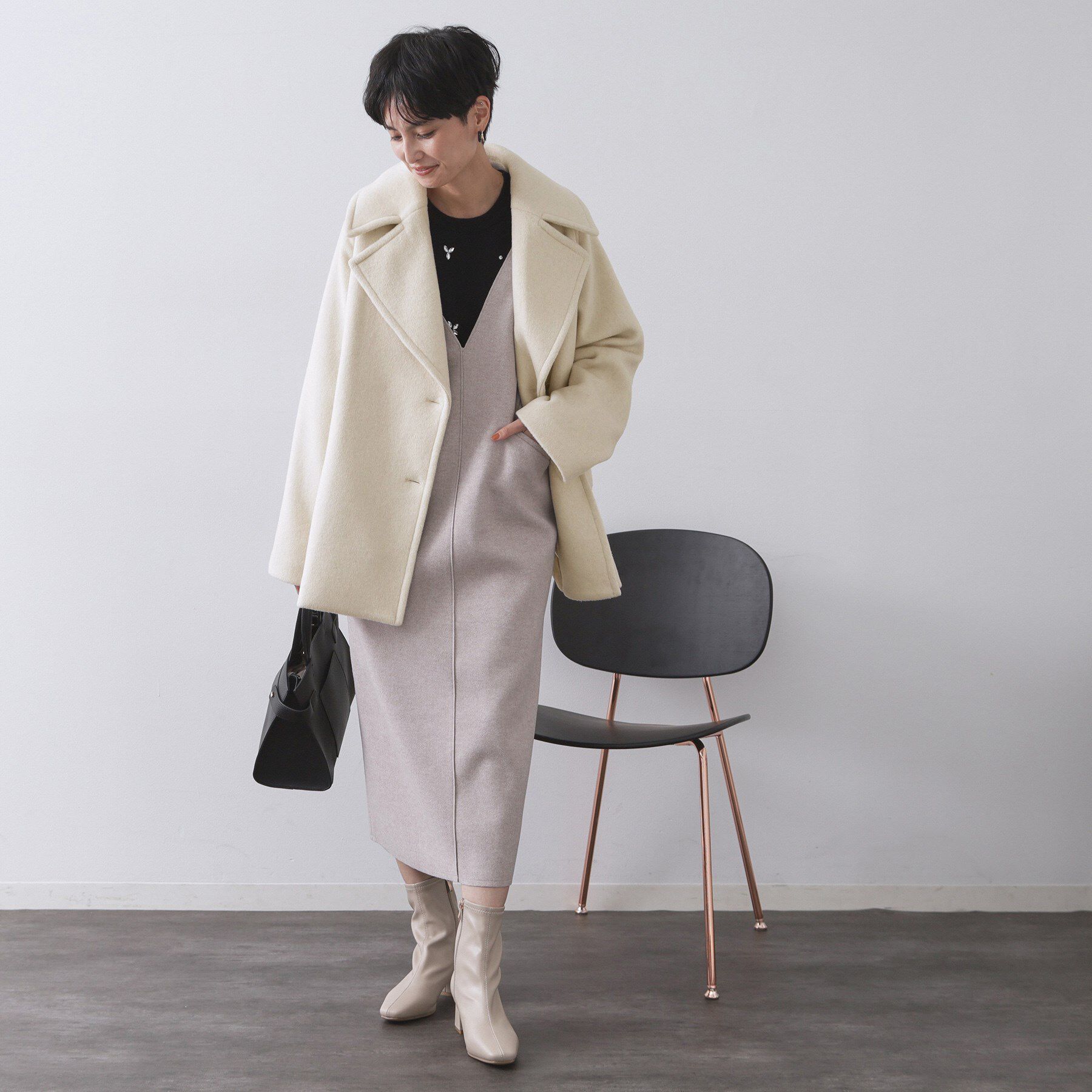 OPAQUE.CLIP「カシミヤブレンドウールミドルピーコート」|ピーコート|
