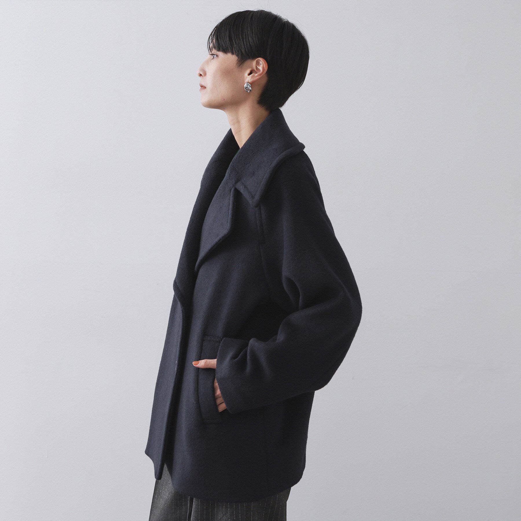 OPAQUE.CLIP「カシミヤブレンドウールミドルピーコート」|ピーコート|