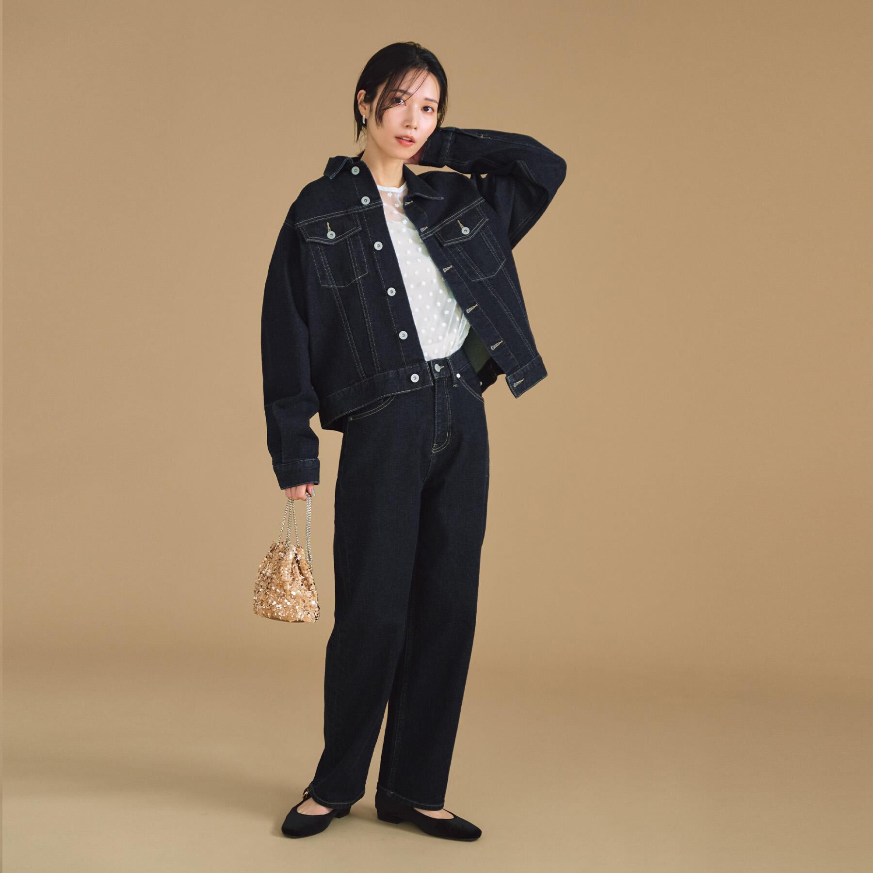 OPAQUE.CLIP「ストレッチデニムジャケット/オーガニックコットン混【洗濯機洗い可】」|デニムジャケット|