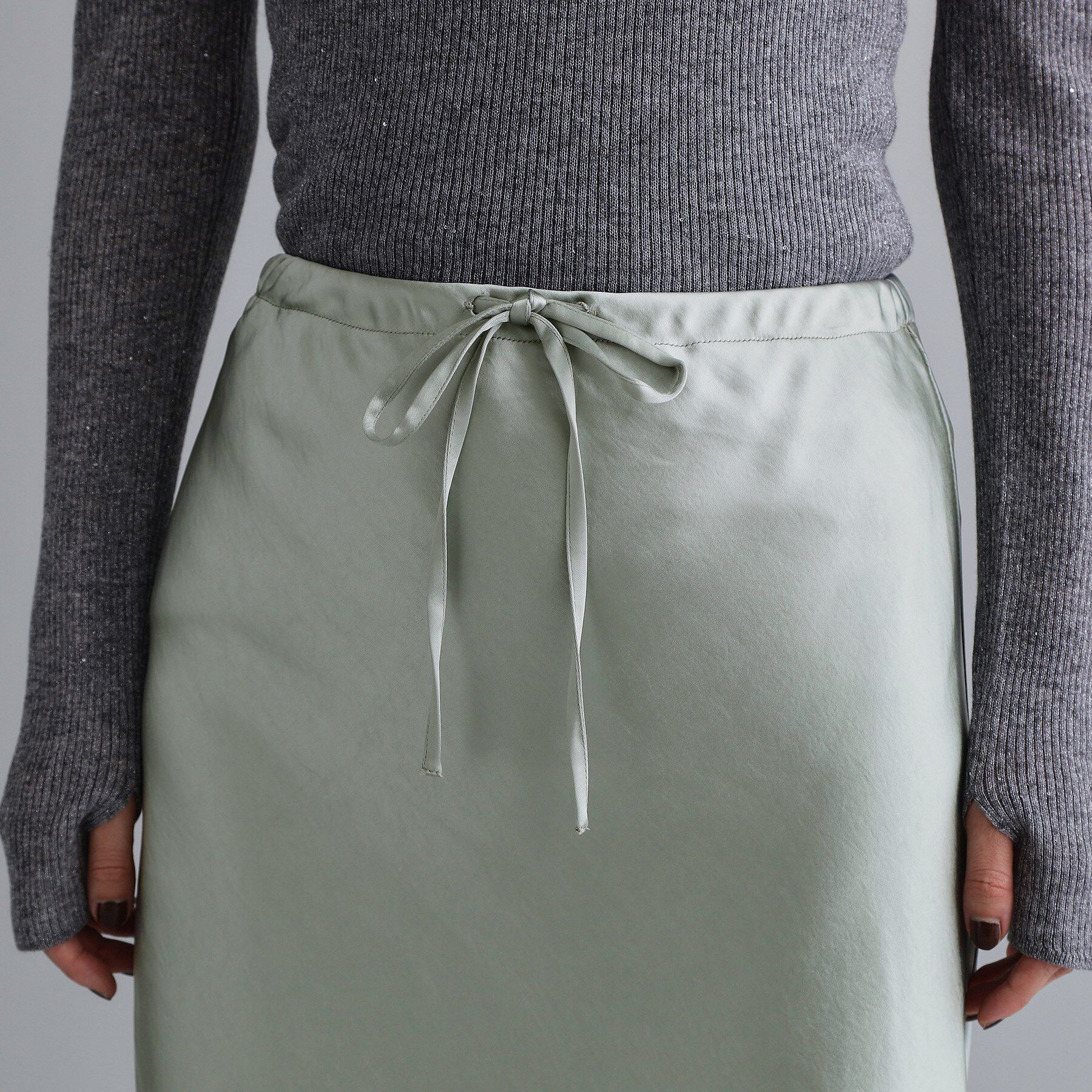 OPAQUE.CLIP「【es】サテンナローイージーロングスカート【洗濯機OK】」|スカート|