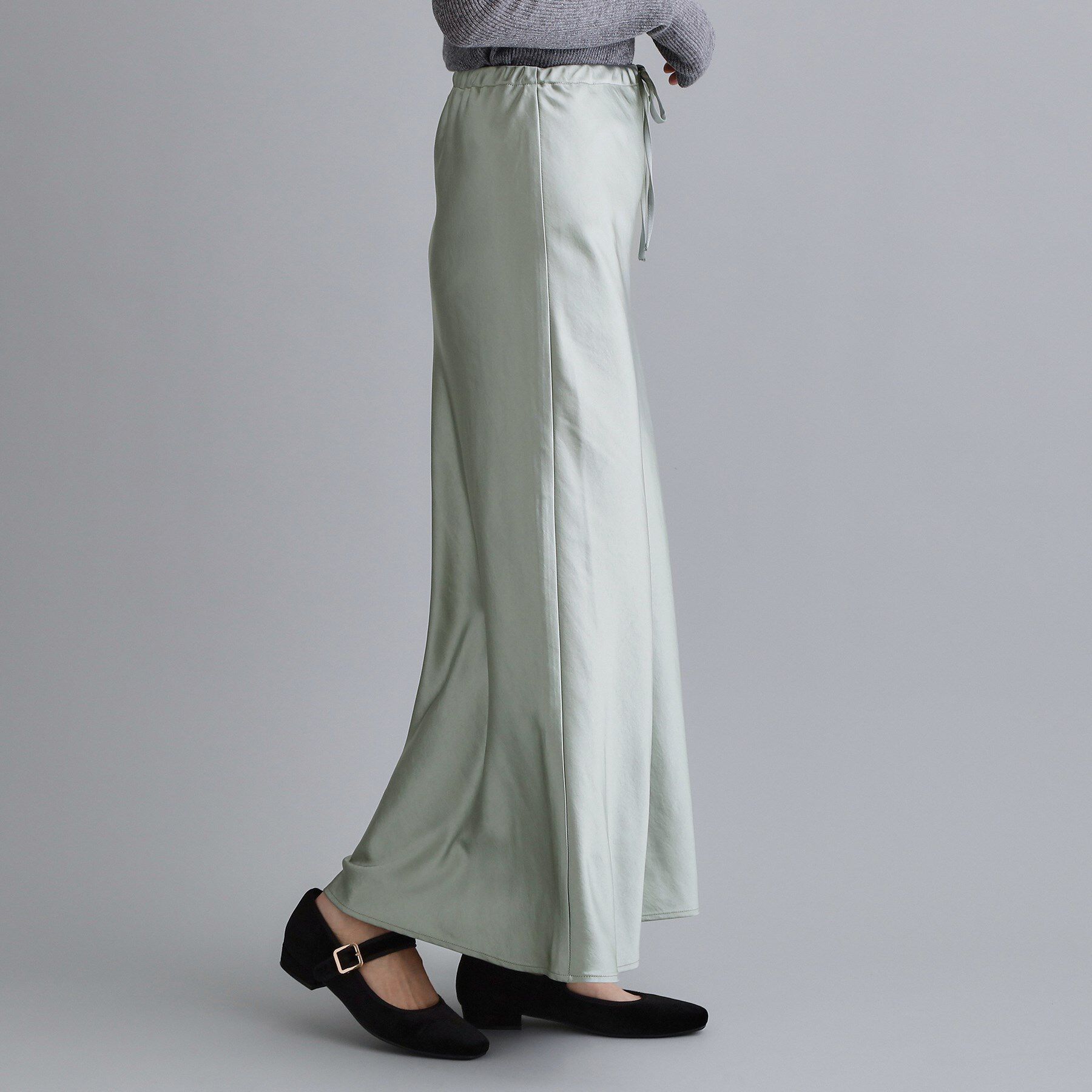 OPAQUE.CLIP「【es】サテンナローイージーロングスカート【洗濯機OK】」|スカート|