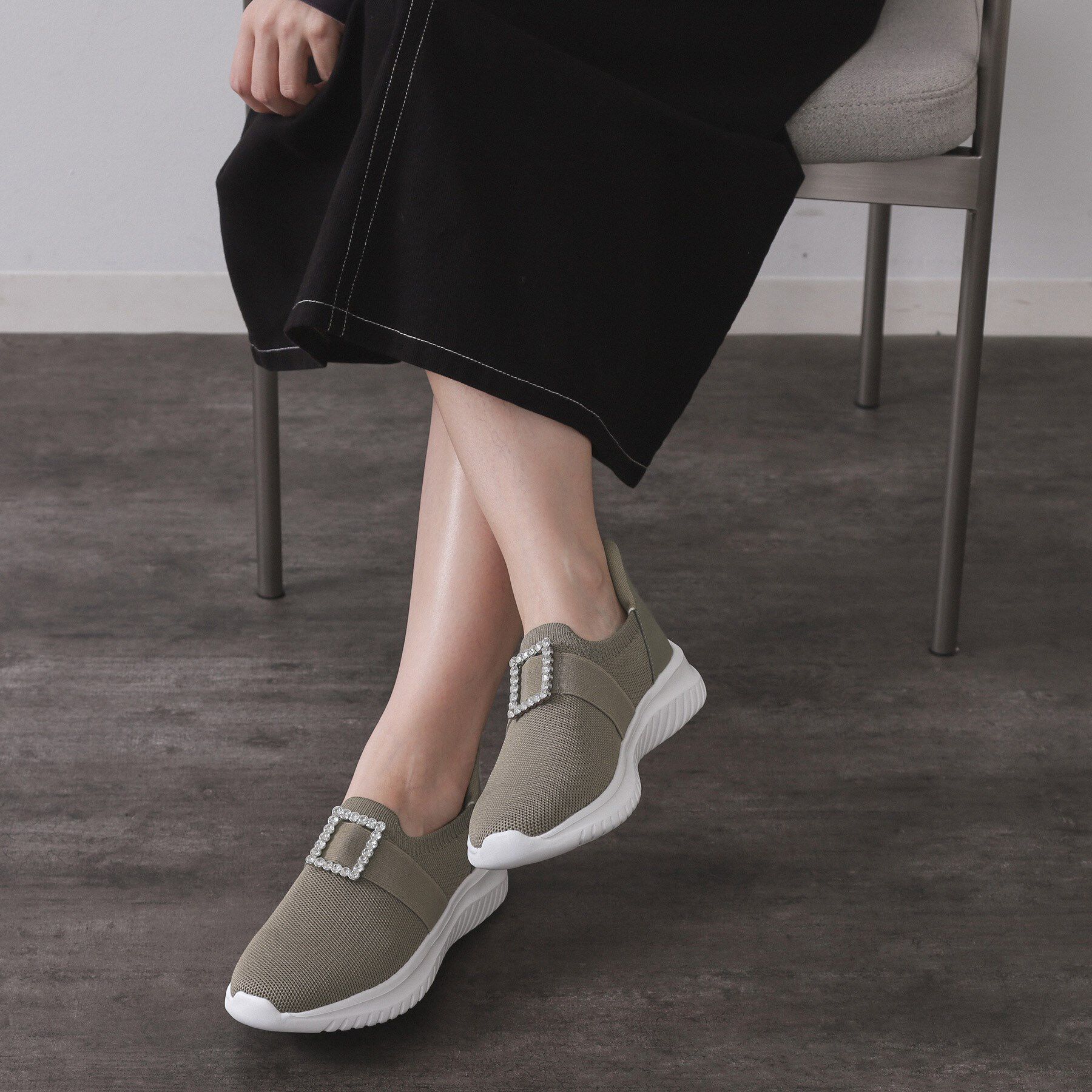 OPAQUE.CLIP「【軽量】ビジュー付きニットスニーカー」|スニーカー|