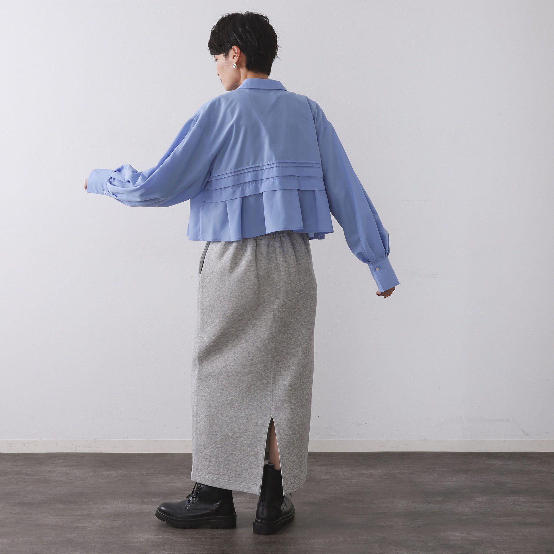 OPAQUE.CLIP「ピンタックフリルショートシャツ【洗濯機OK】」|シャツ・ブラウス|