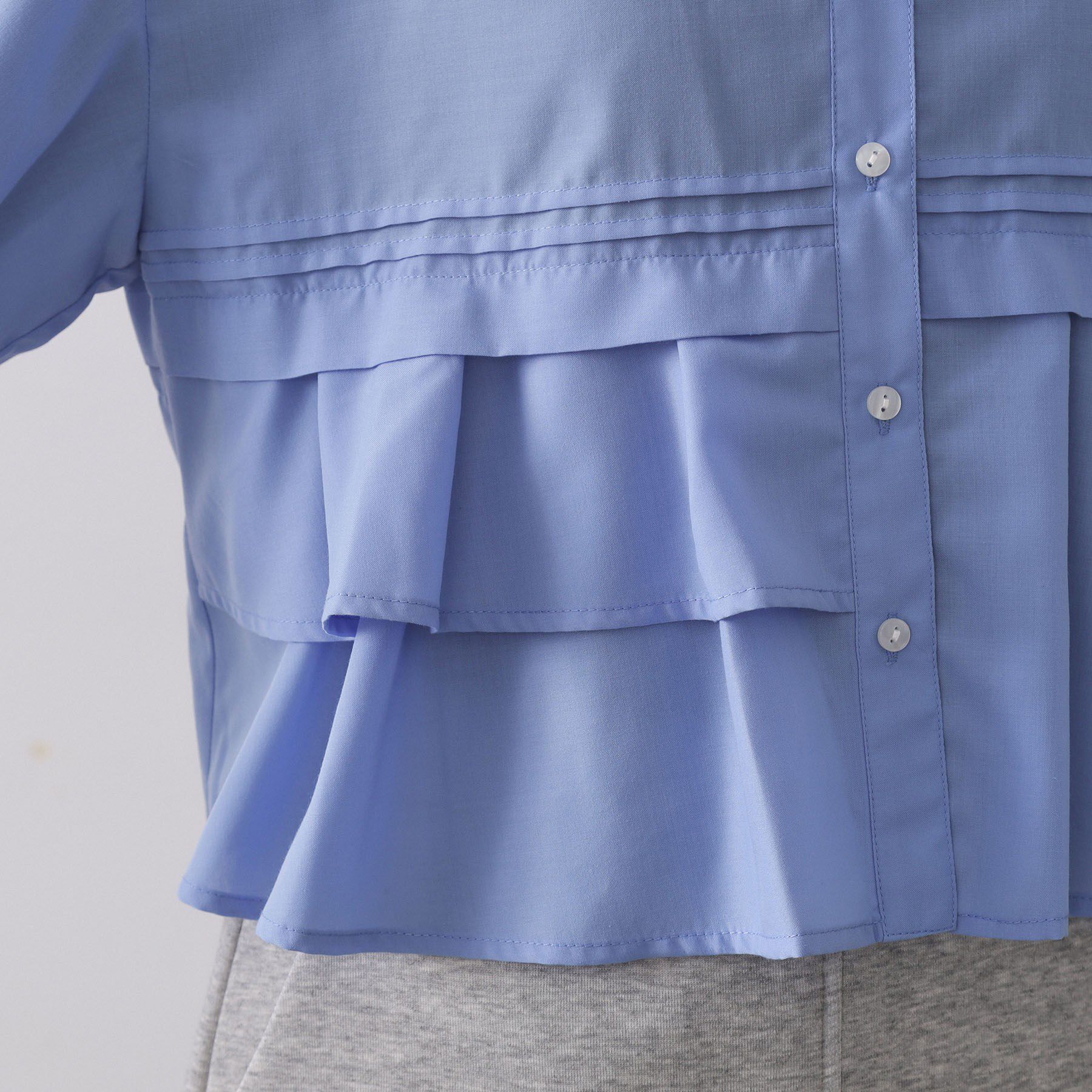 OPAQUE.CLIP「ピンタックフリルショートシャツ【洗濯機OK】」|シャツ・ブラウス|