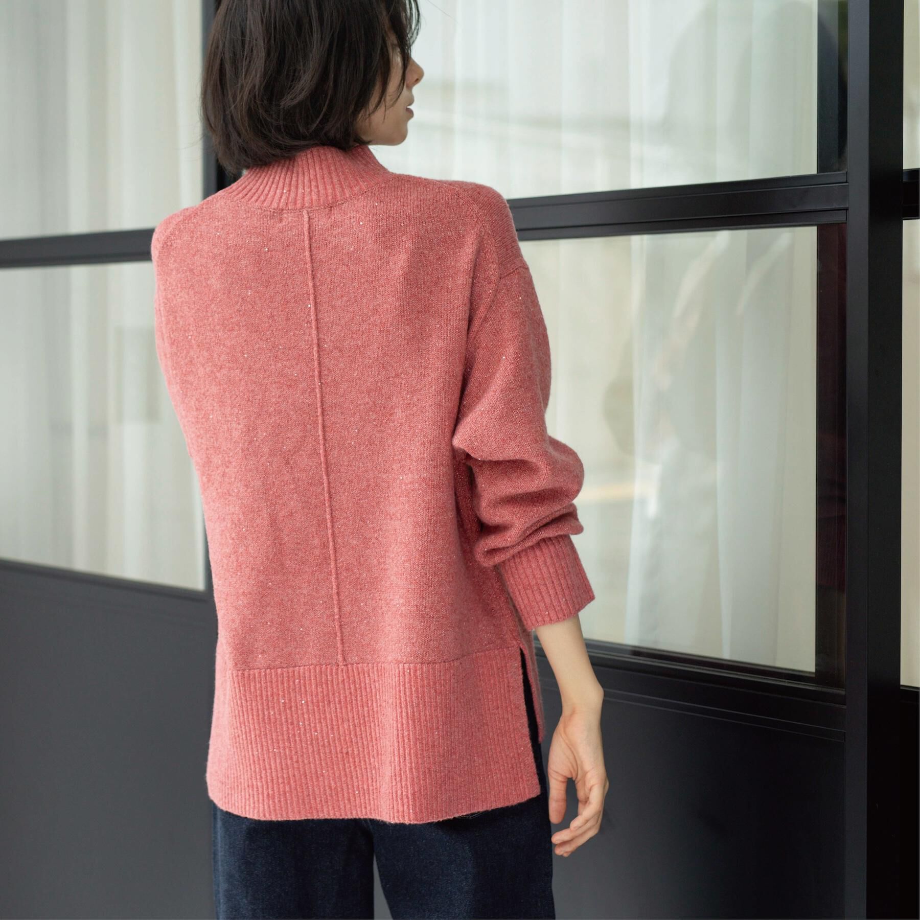 OPAQUE.CLIP「ラメスパンコールハイネックニット/セットアップ対応可【洗濯機OK】」|ニット・セーター|