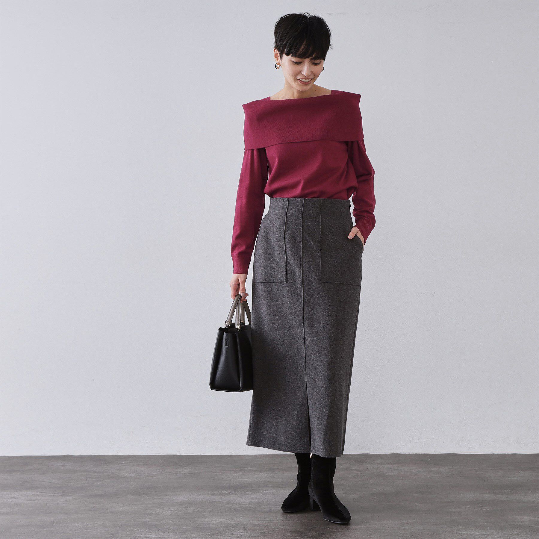 OPAQUE.CLIP「オフショルダーニット【洗濯機OK】」|ニット・セーター|