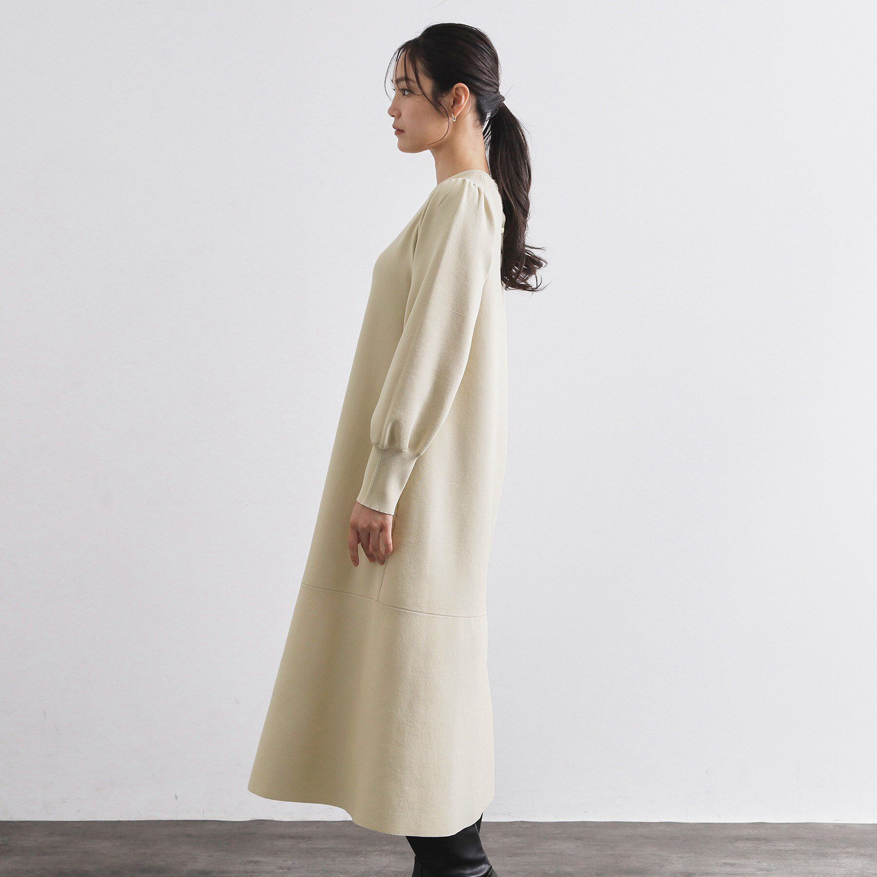 OPAQUE.CLIP「裾フレアニットワンピース【洗濯機OK/抗ピル】」|ワンピース|