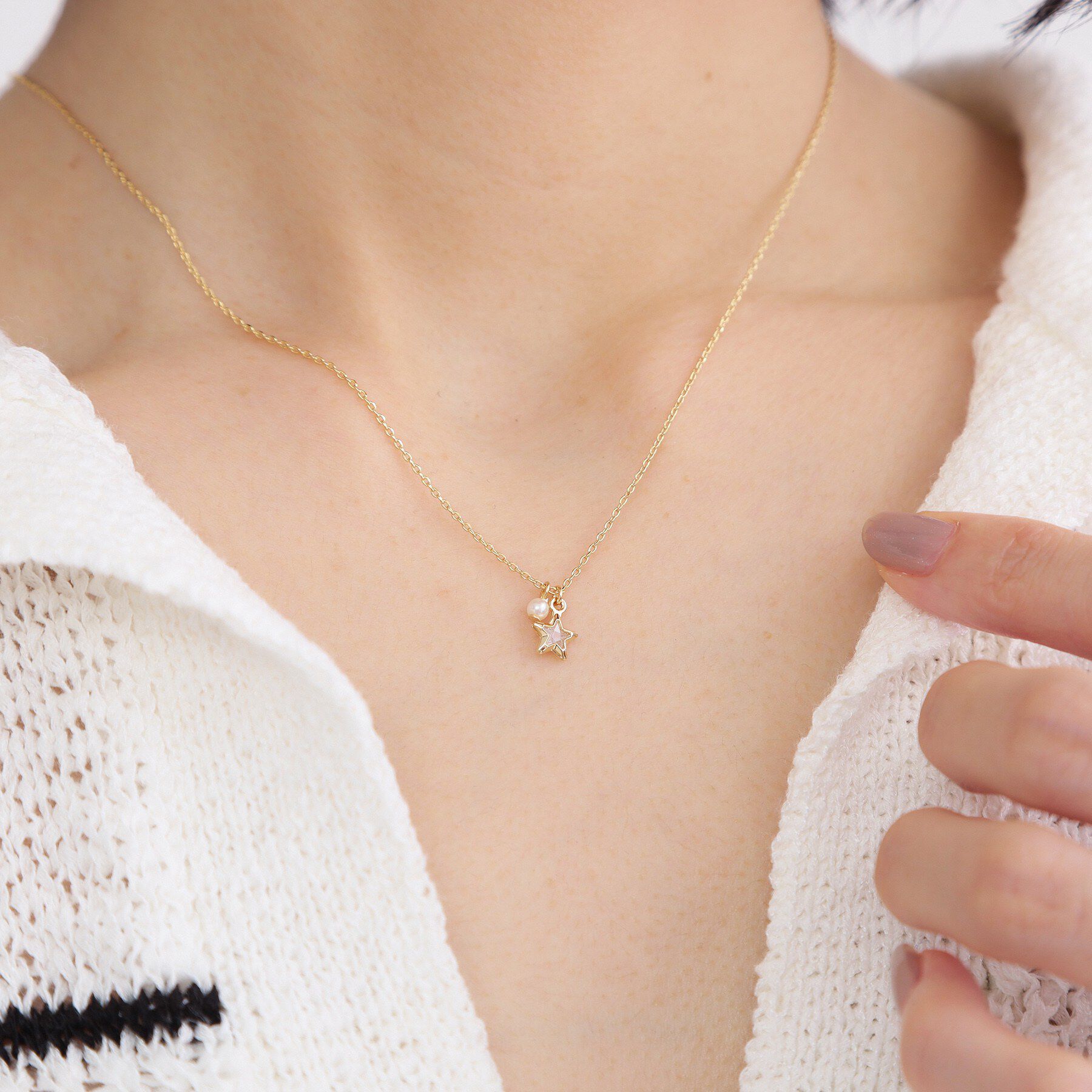 OPAQUE.CLIP「フェイクパール&times;アソートキュービックネックレス」|ネックレス|