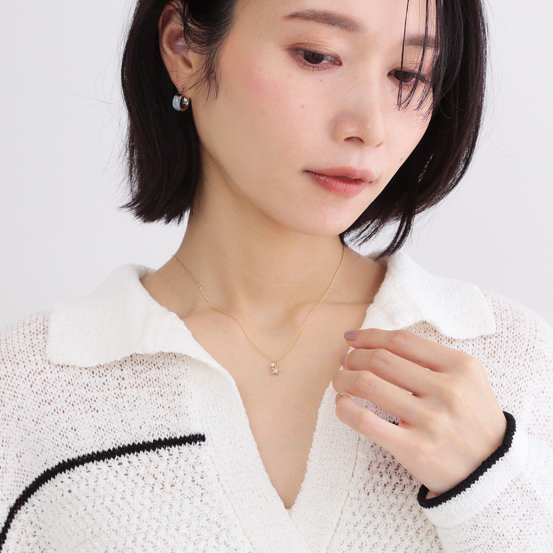 OPAQUE.CLIP「フェイクパール&times;アソートキュービックネックレス」|ネックレス|