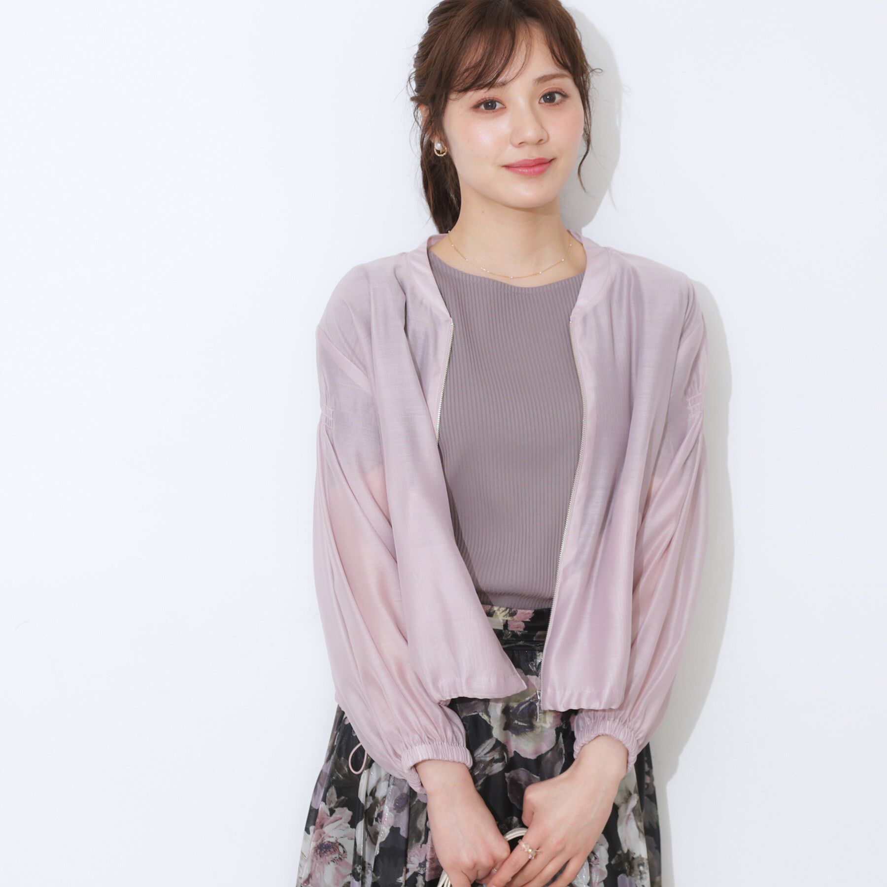 Couture broach「【マシンウォッシャブル・シアー】袖シャーリングシアーブルゾン」|ブルゾン・スタジャン|