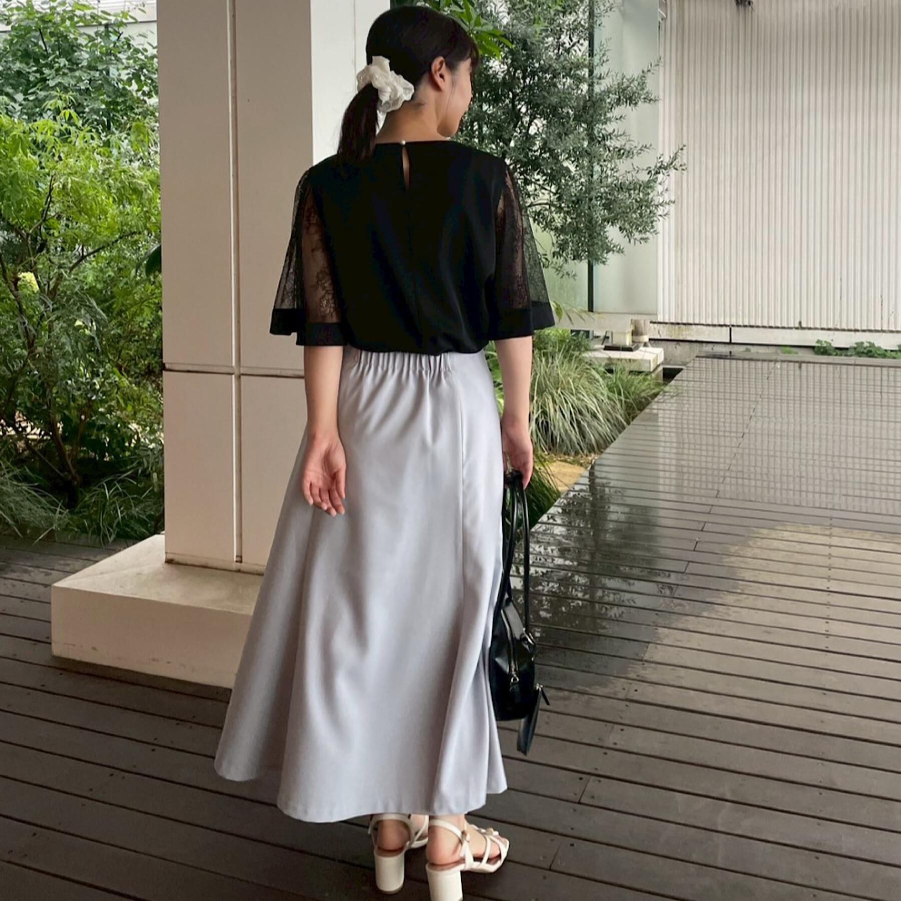 Couture broach「【マシンウォッシャブル・シアー・細見え】Vネック袖レースフレアブラウス」|シャツ・ブラウス|