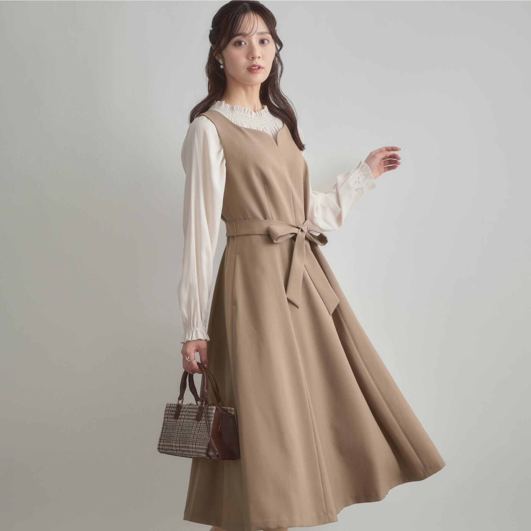 Couture broach「【帯電防止・通勤】ハートネック フレアージャンスカ」|ワンピース|