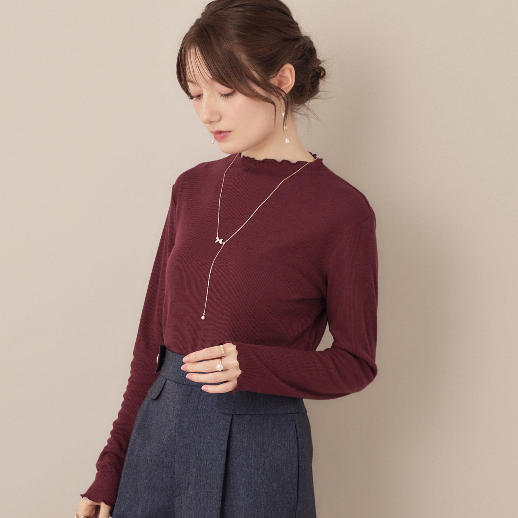 Couture broach「【ほんのりシアー・きれいめ】サステナブル テレコインナートップス」|Tシャツ・カットソー|