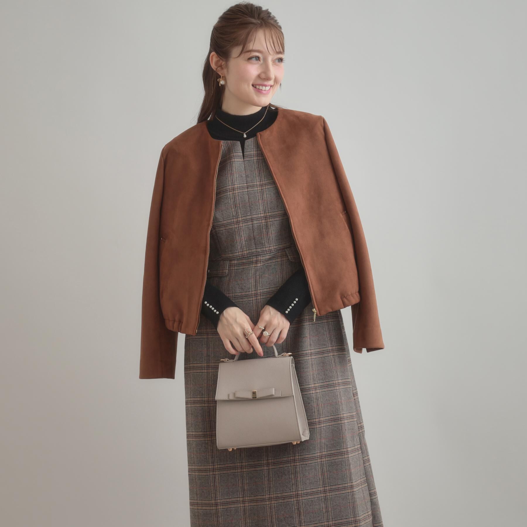 Couture broach「【美シルエット・大人可愛い・通勤】TRチェックジャンスカ」|ワンピース|