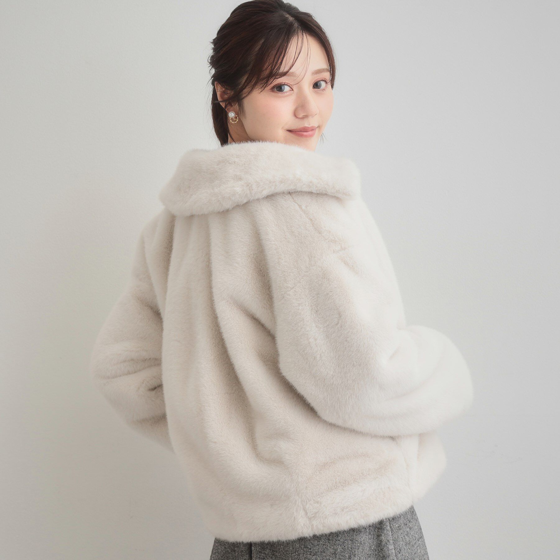 Couture broach「【ふわふわ・上品】ミンクフェイクファーアウター」|ブルゾン・スタジャン|