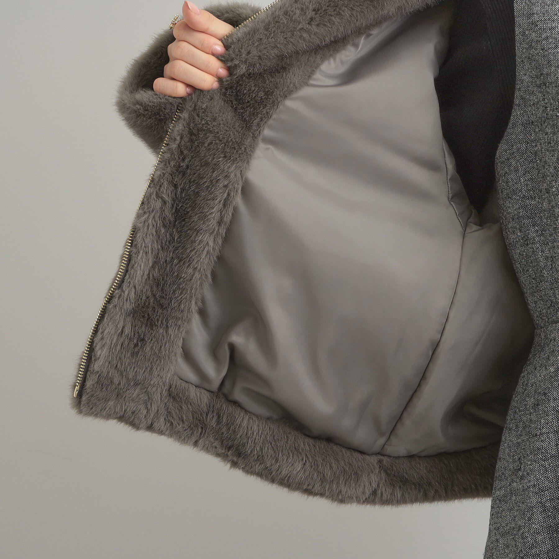 Couture broach「【ふわふわ・上品】ミンクフェイクファーアウター」|ブルゾン・スタジャン|