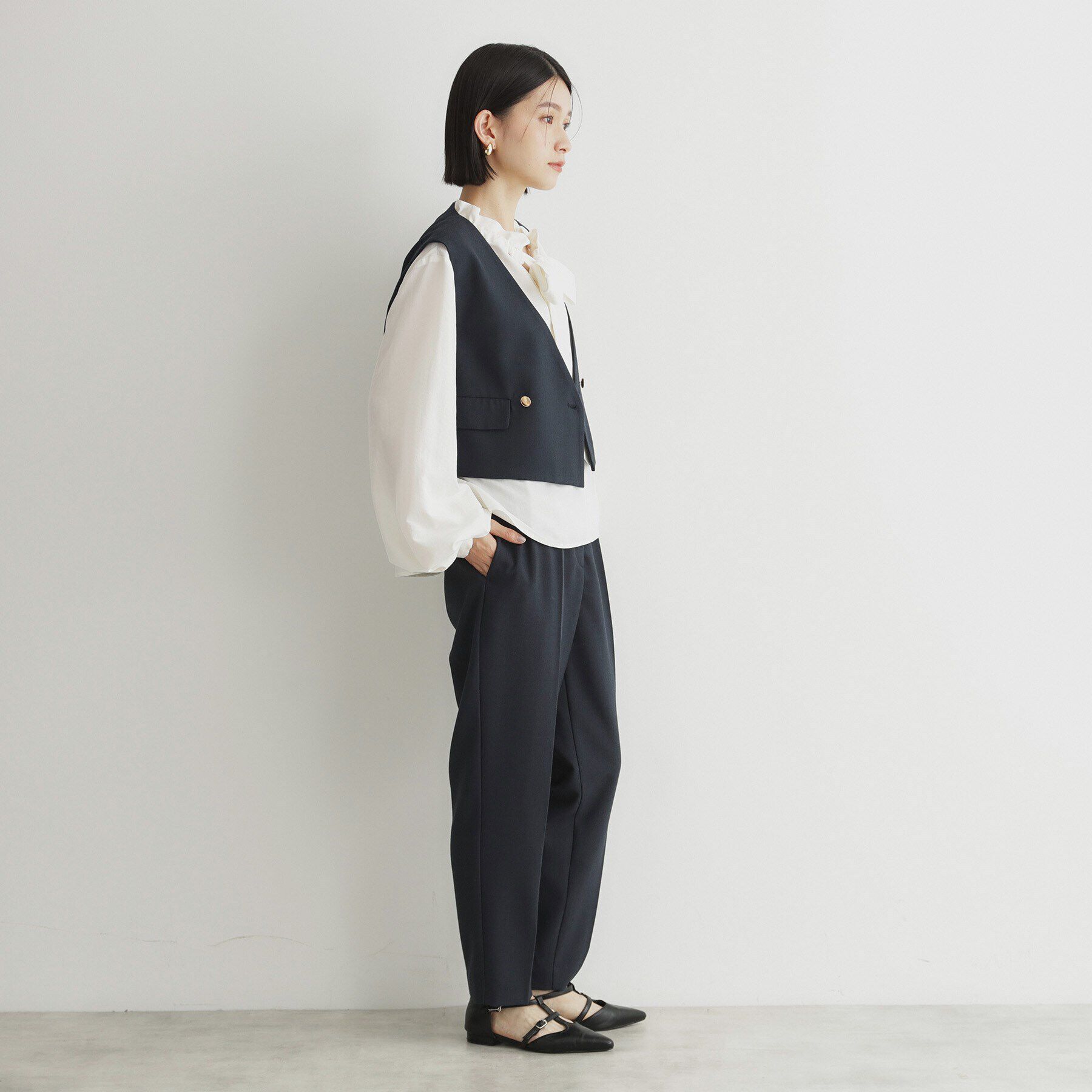 THE SHOP TK「【セットアップ可／ONOFF活躍】カルゼショートジレ／洗える」|ベスト・ジレ|