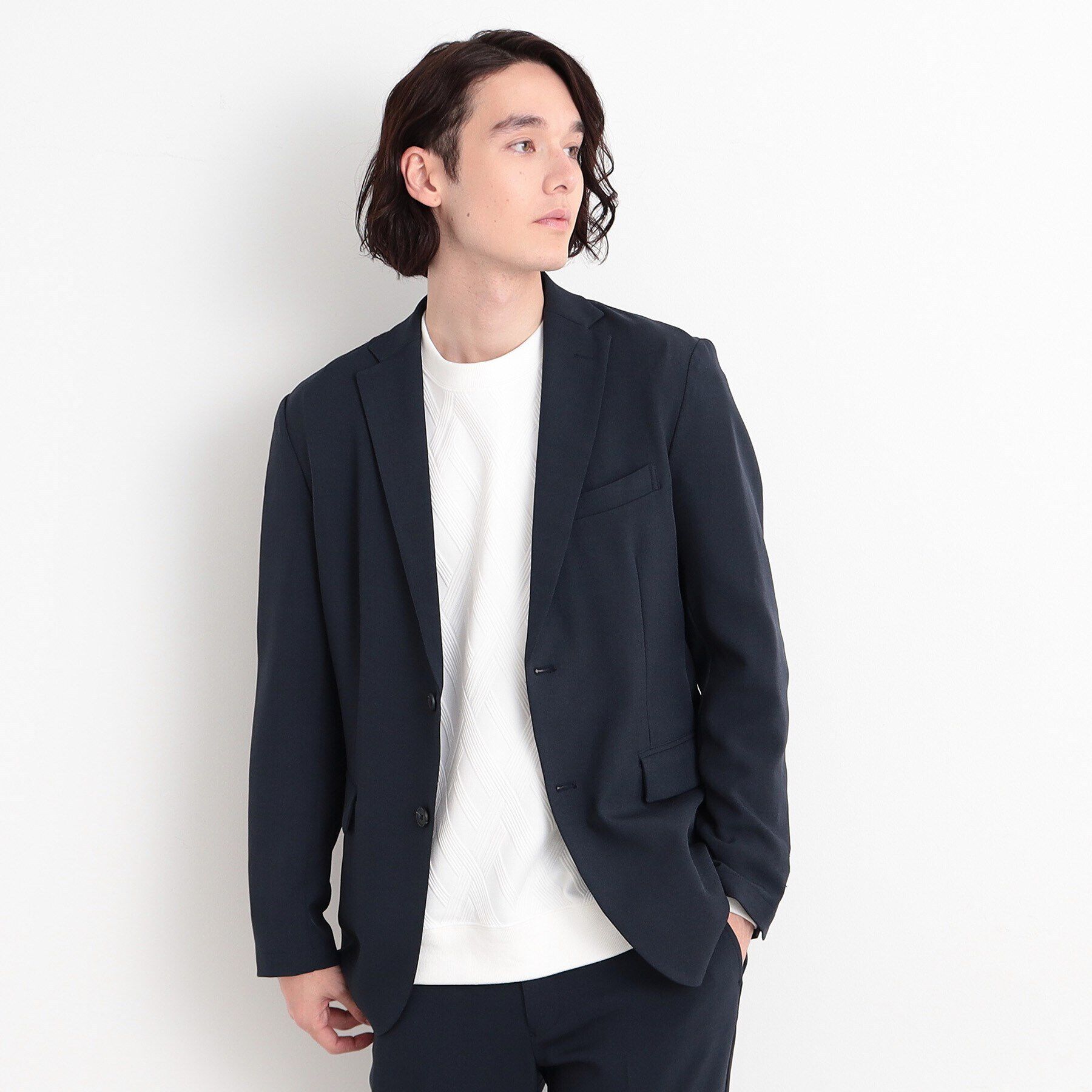 THE SHOP TK「【CAVIAN/キャビアン】リサイクルシャークスキンテーラードジャケット セットアップ可」|テーラードジャケット|ネイビー(094)