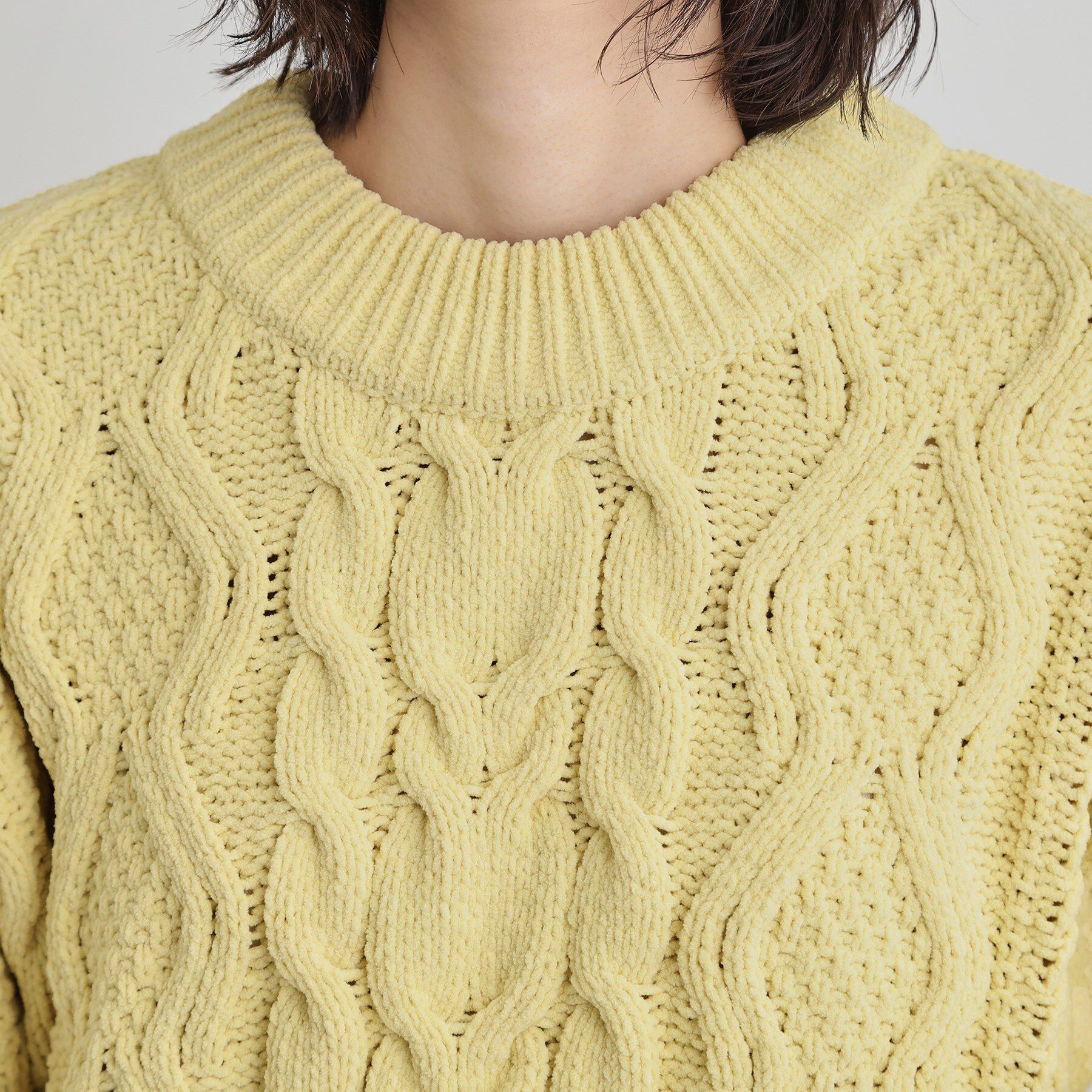 THE SHOP TK「【洗える】冬のコーデを盛り上げる マットモール ケーブルニット」|ニット・セーター|