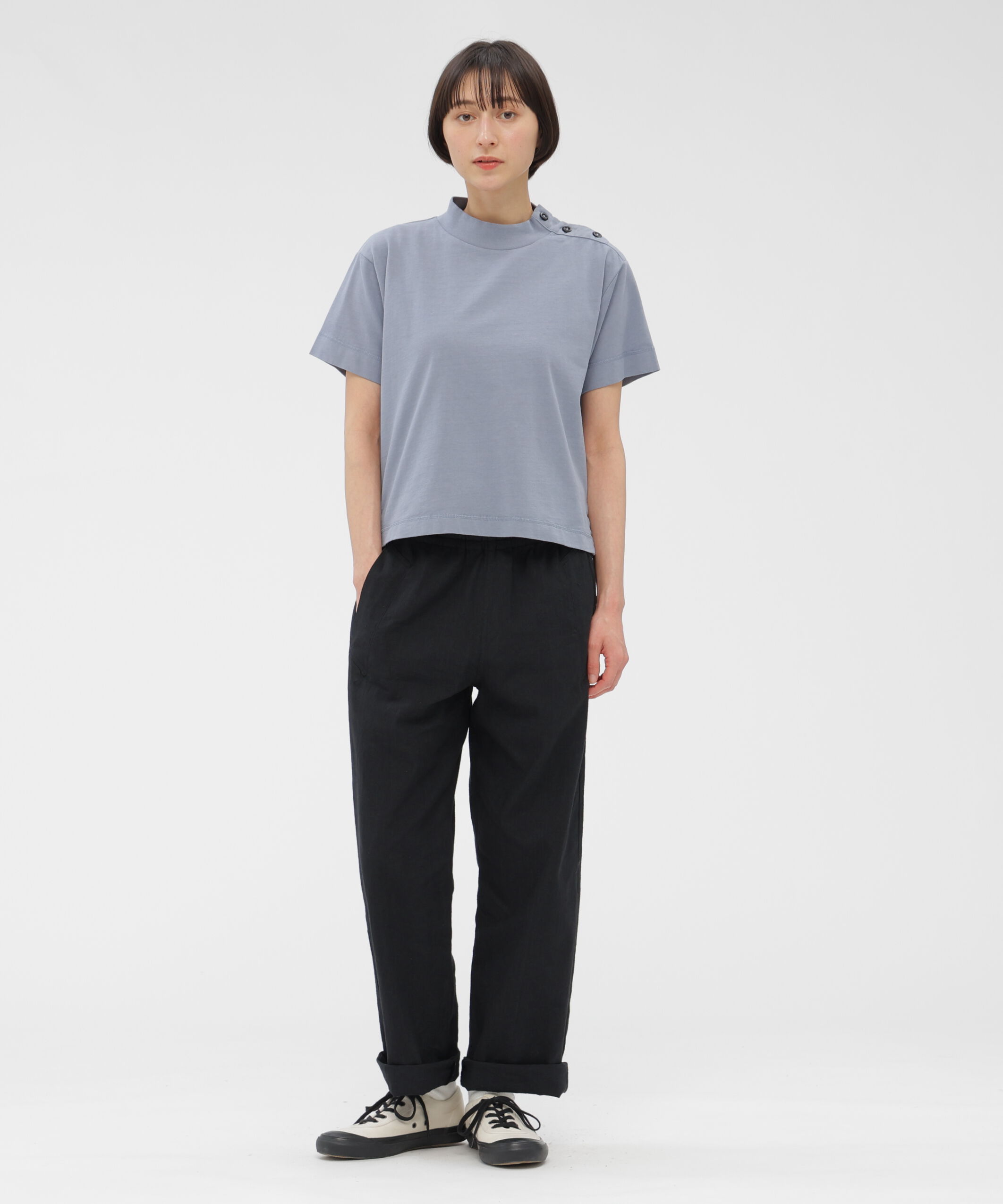 MHL.「FADED LINEN COTTON PLAINWEAVE TROUSERS」|その他|BLACK