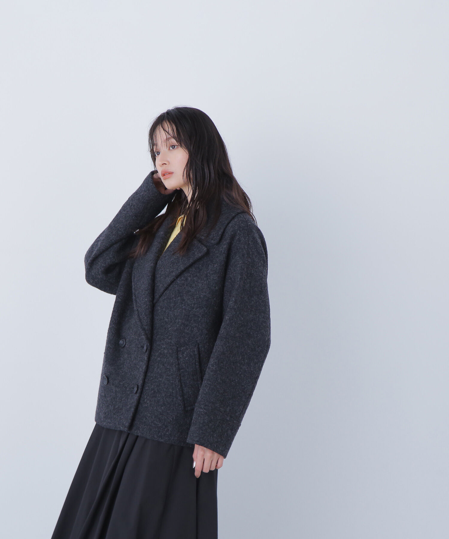  「ウーリーフォルムハーフコート」|ブルゾン・スタジャン|