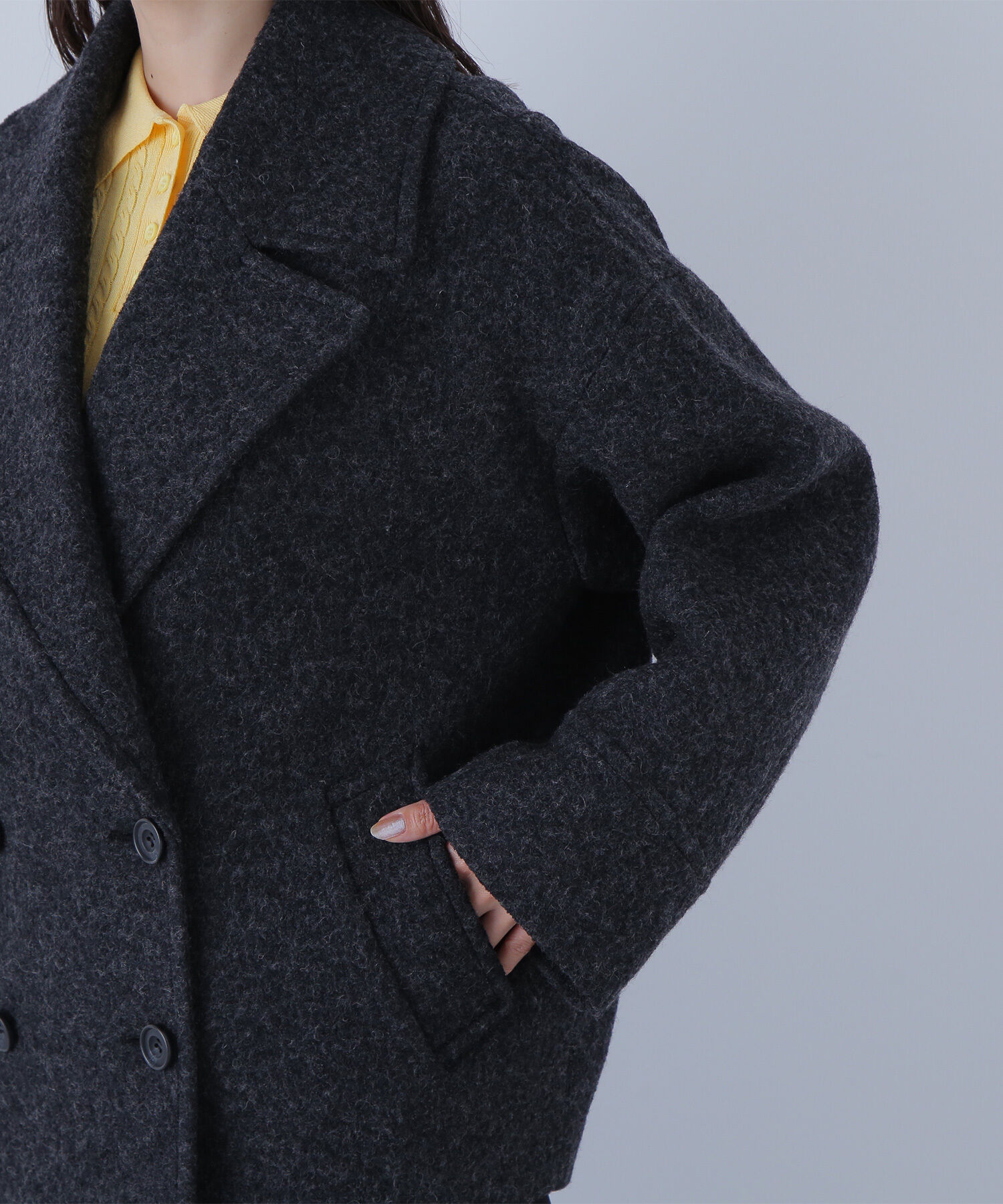  「ウーリーフォルムハーフコート」|ブルゾン・スタジャン|