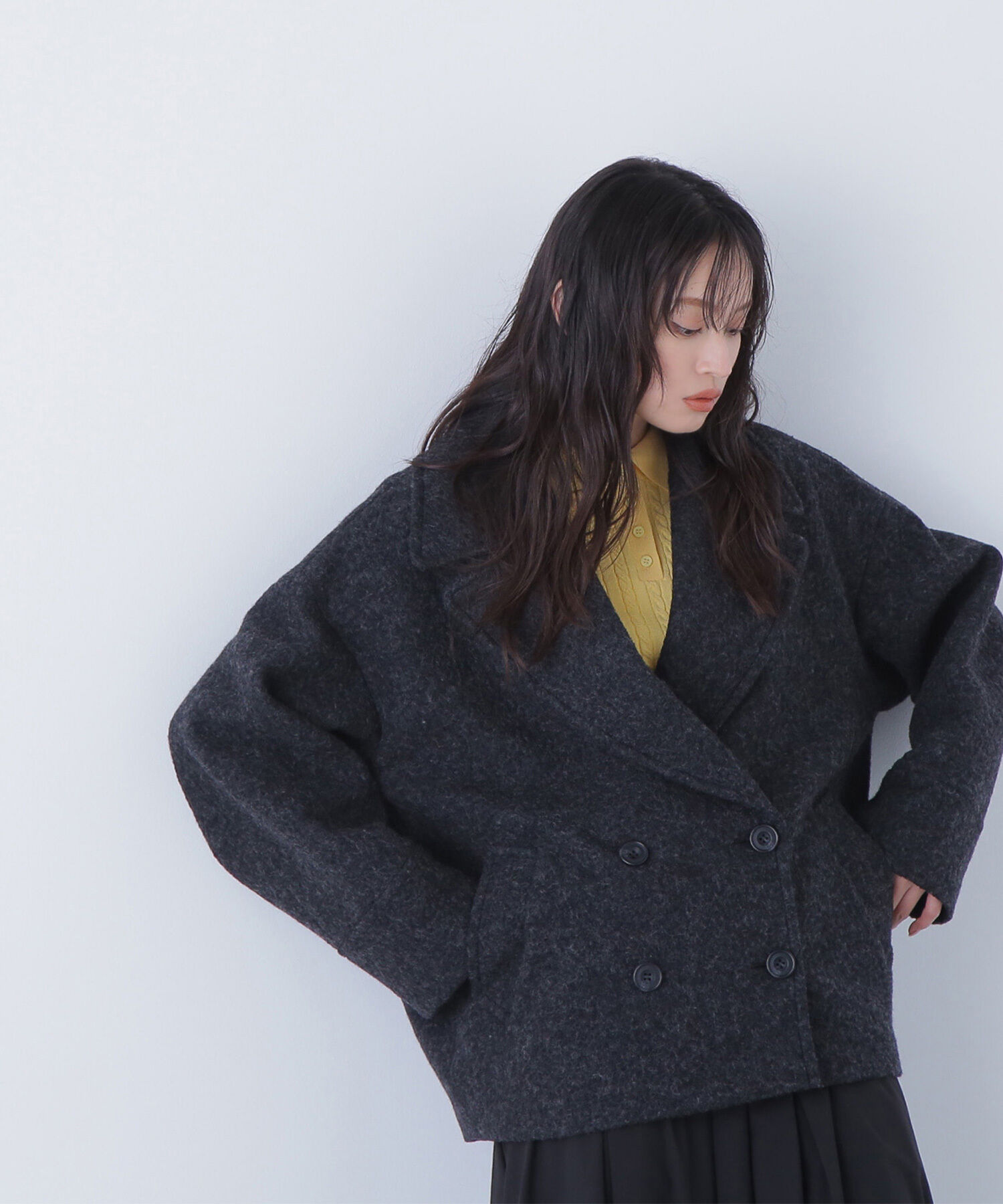  「ウーリーフォルムハーフコート」|ブルゾン・スタジャン|