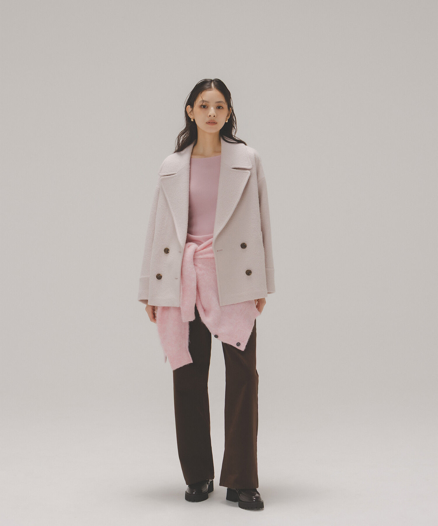  「ウーリーフォルムハーフコート」|ブルゾン・スタジャン|