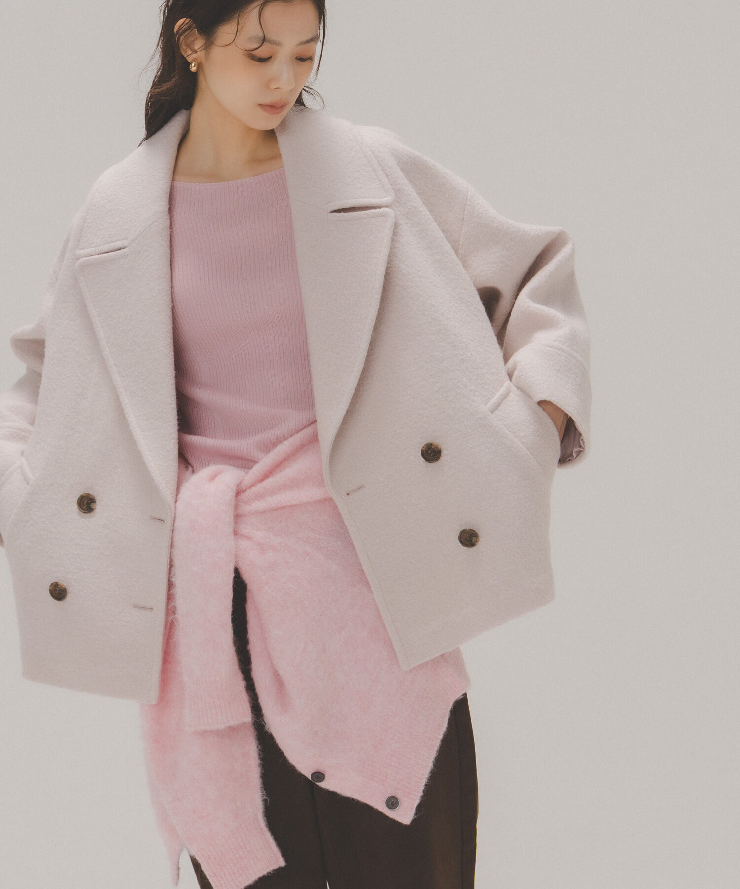  「ウーリーフォルムハーフコート」|ブルゾン・スタジャン|