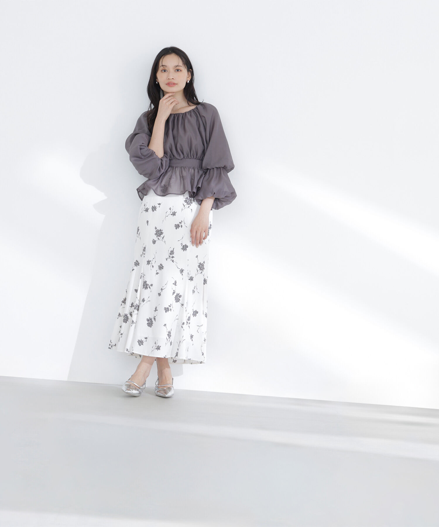  「シアーギャザーペプラムブラウス」|シャツ・ブラウス|