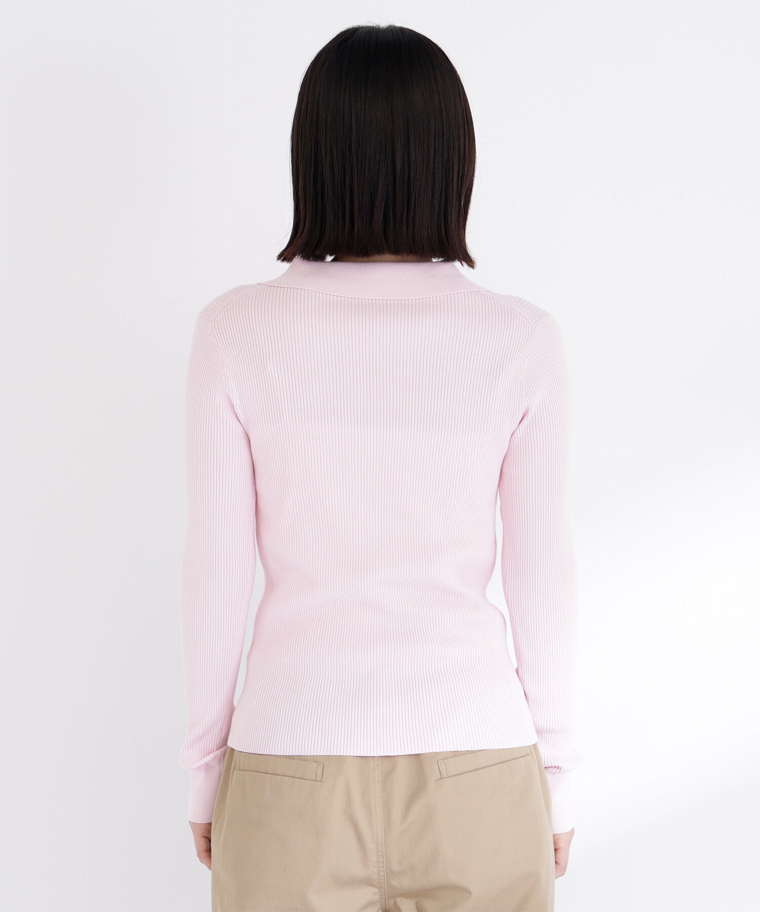  「襟付Vネックリブニット」|ニット・セーター|