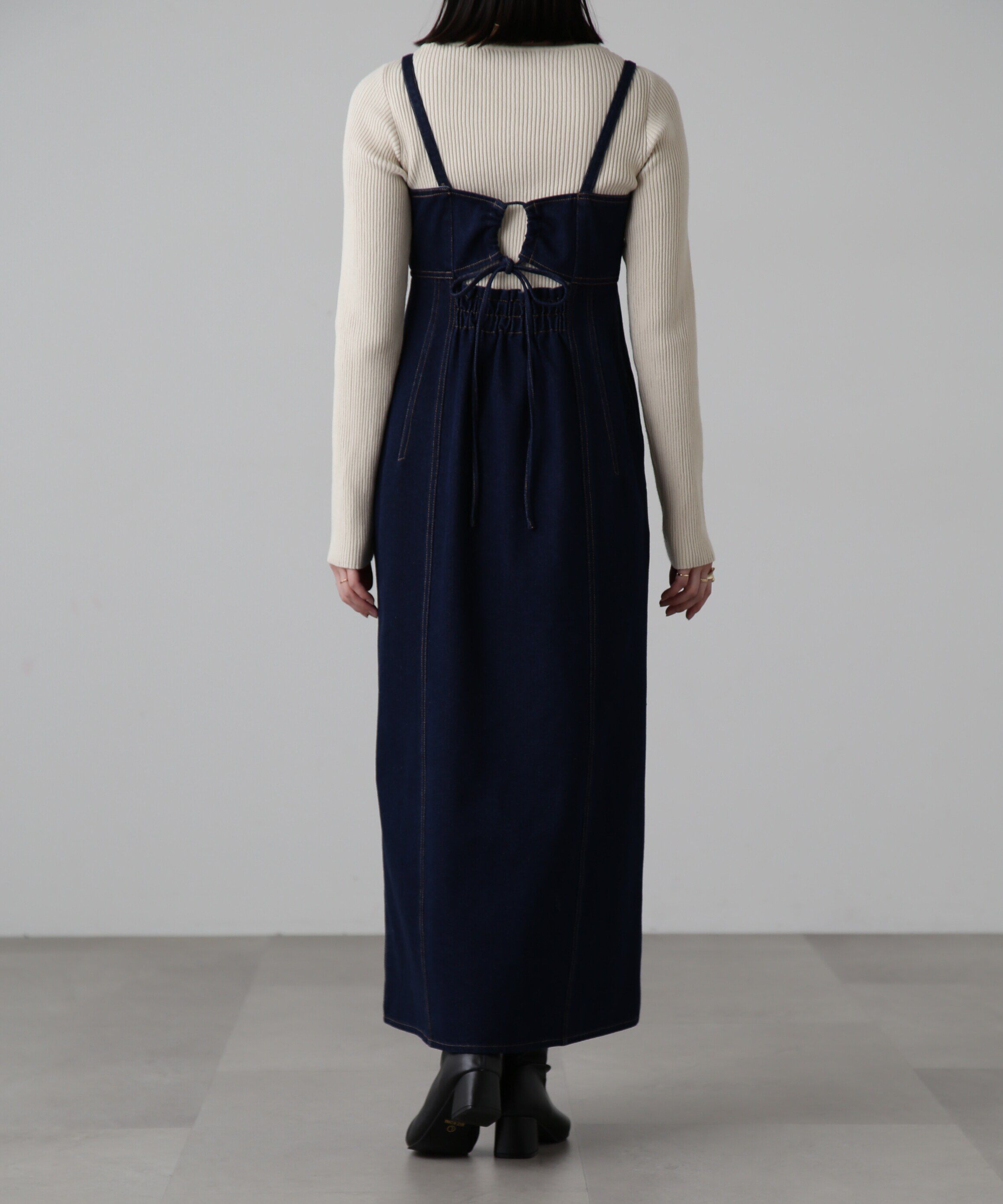  「[低身長サイズ/Sシリーズ]フロントボタンデニムキャミワンピース」|ワンピース|