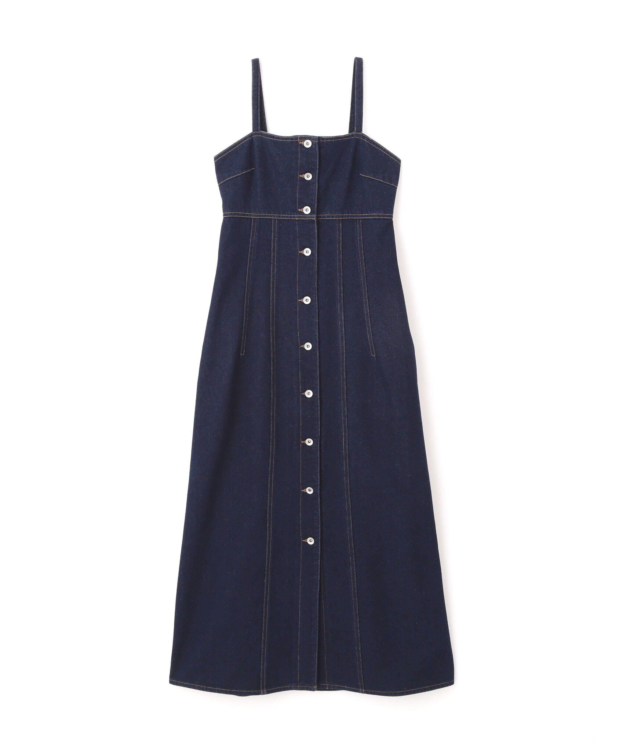  「[低身長サイズ/Sシリーズ]フロントボタンデニムキャミワンピース」|ワンピース|