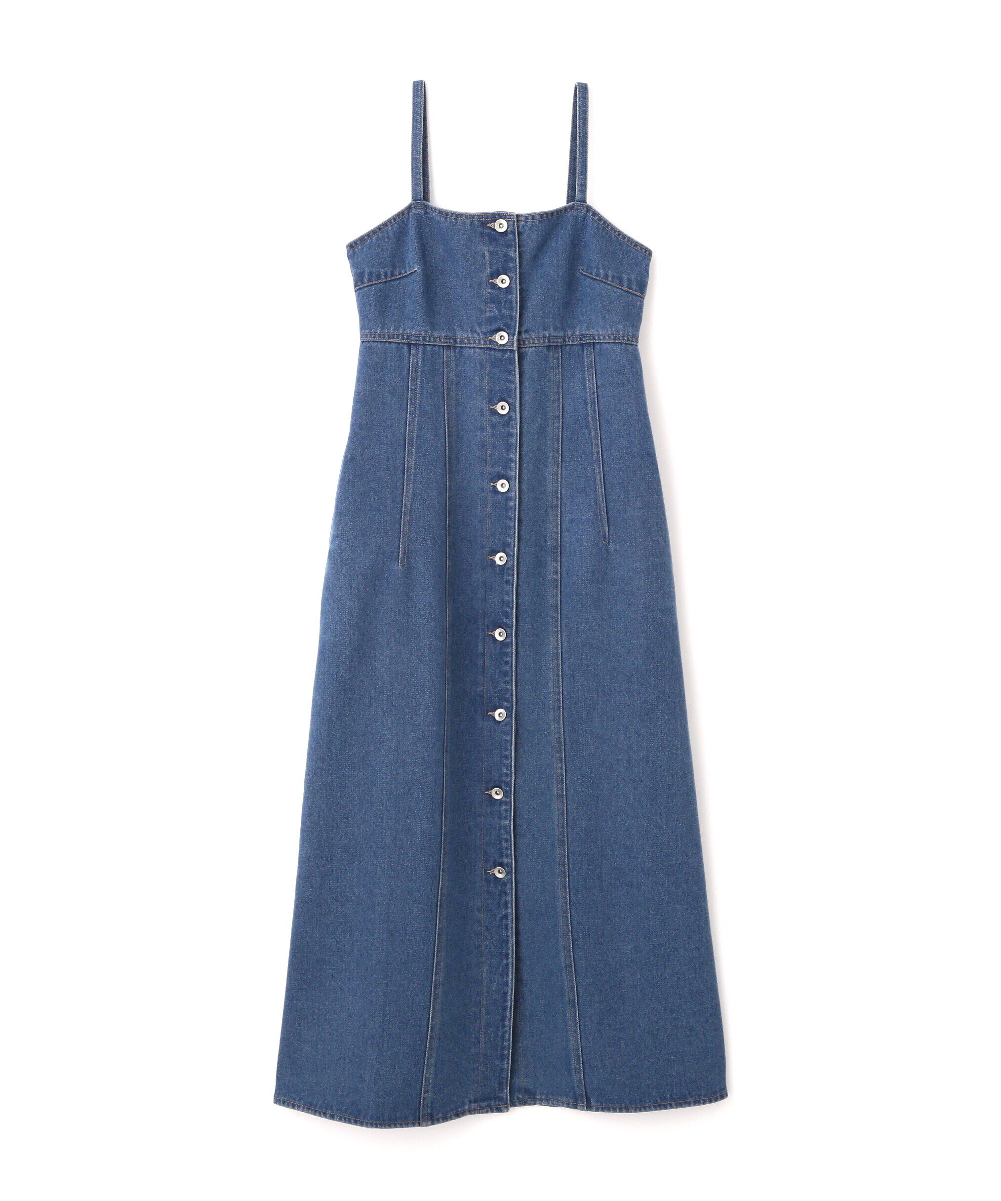  「[低身長サイズ/Sシリーズ]フロントボタンデニムキャミワンピース」|ワンピース|