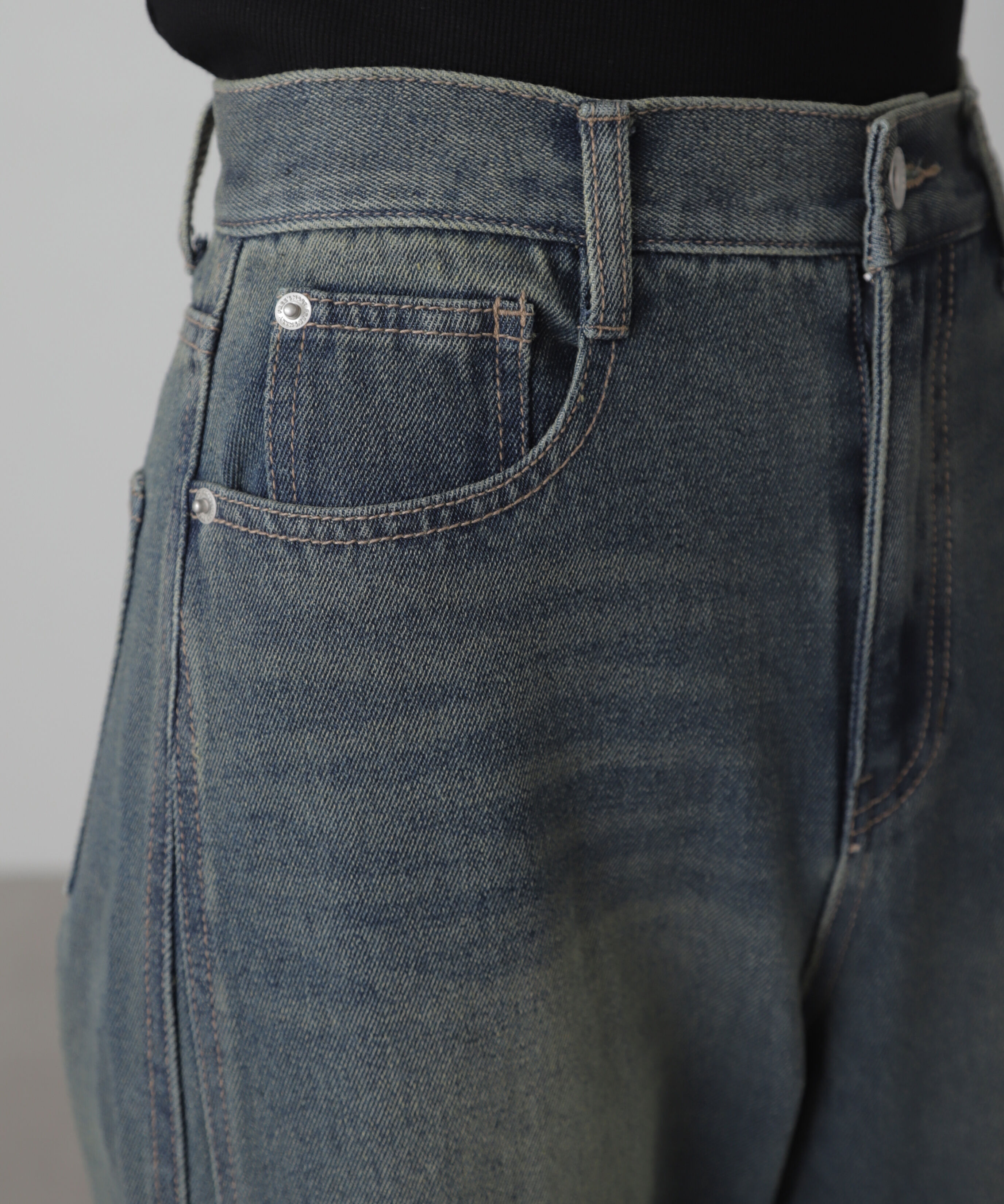  「[XS-Lサイズ展開]サイドパネルヴィンテージライクワイドデニム」|その他|