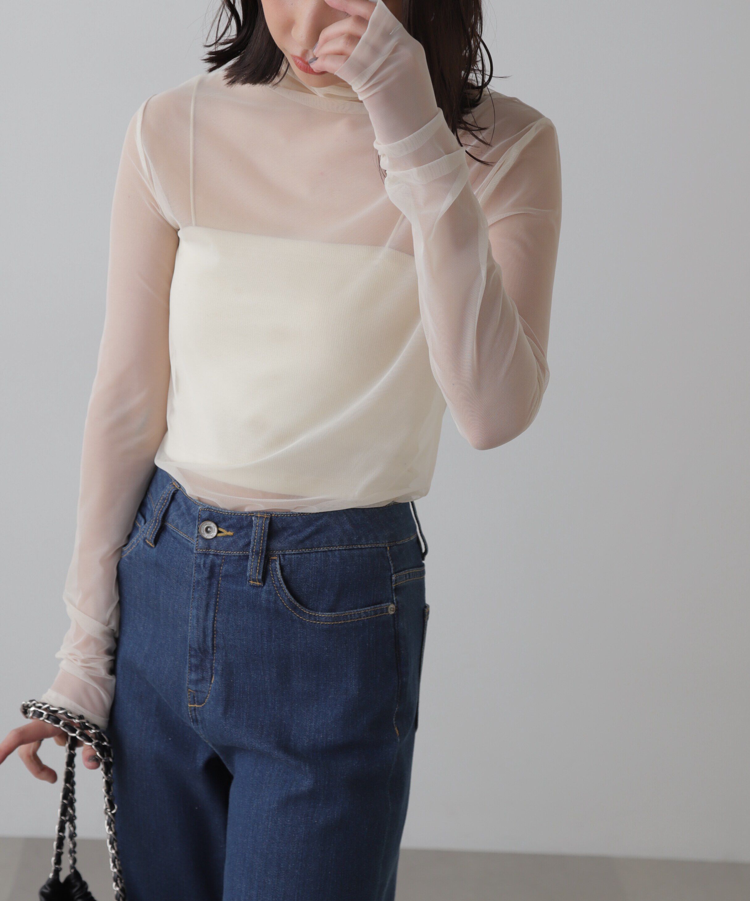  「シースルーハイネックカットソー」|Tシャツ・カットソー|