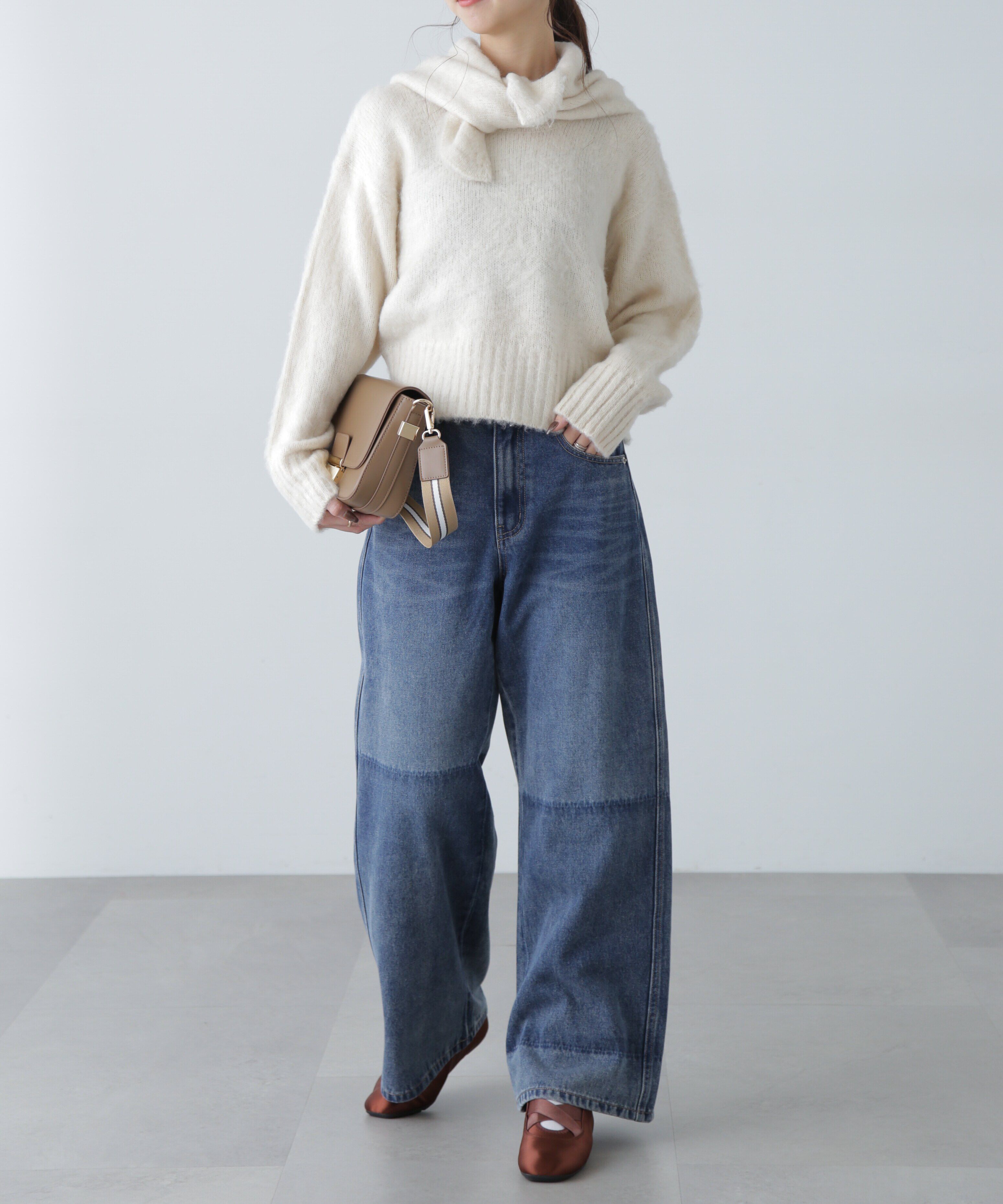  「スカーフ付きシャギーニット」|ニット・セーター|