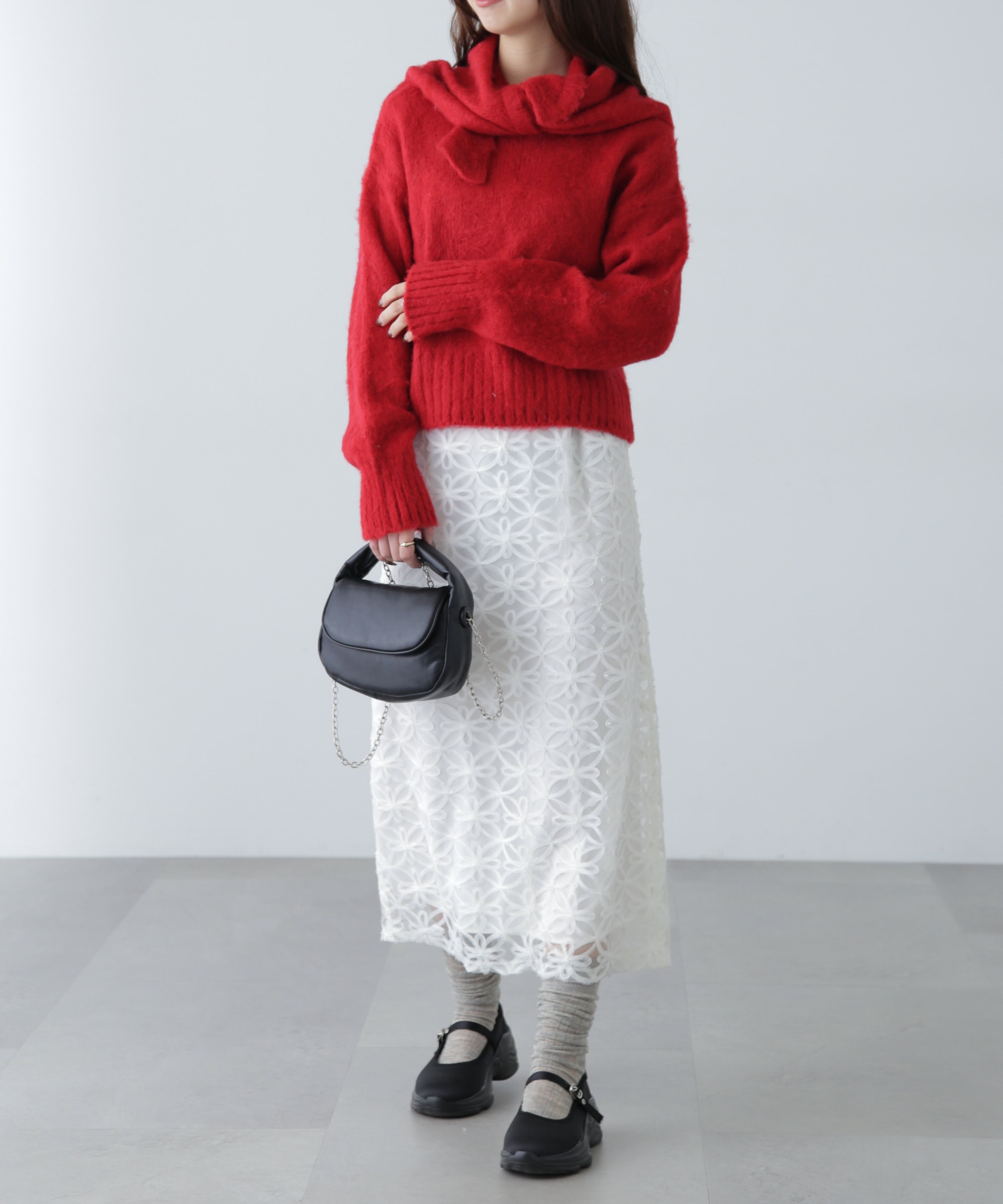  「スカーフ付きシャギーニット」|ニット・セーター|