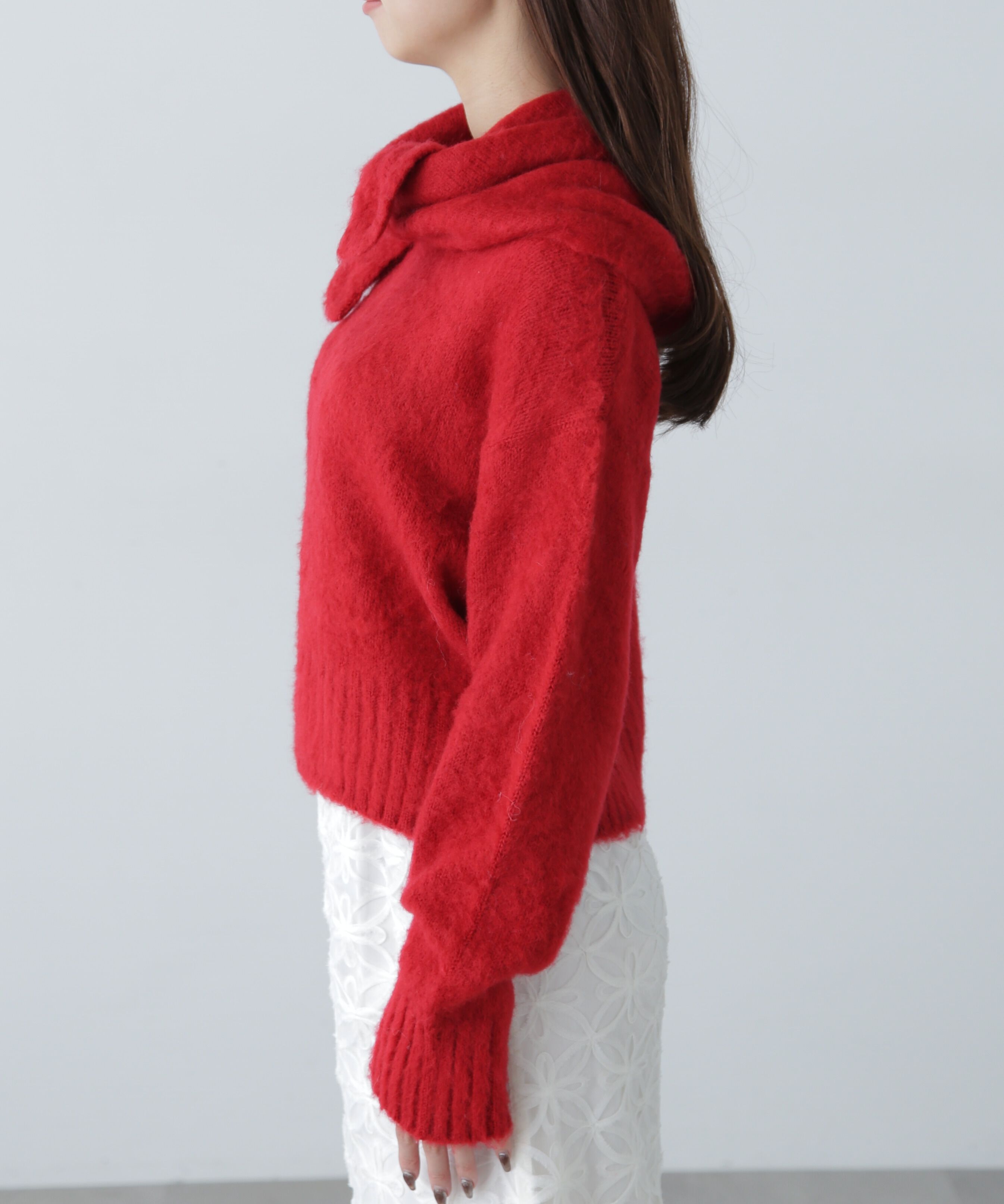  「スカーフ付きシャギーニット」|ニット・セーター|