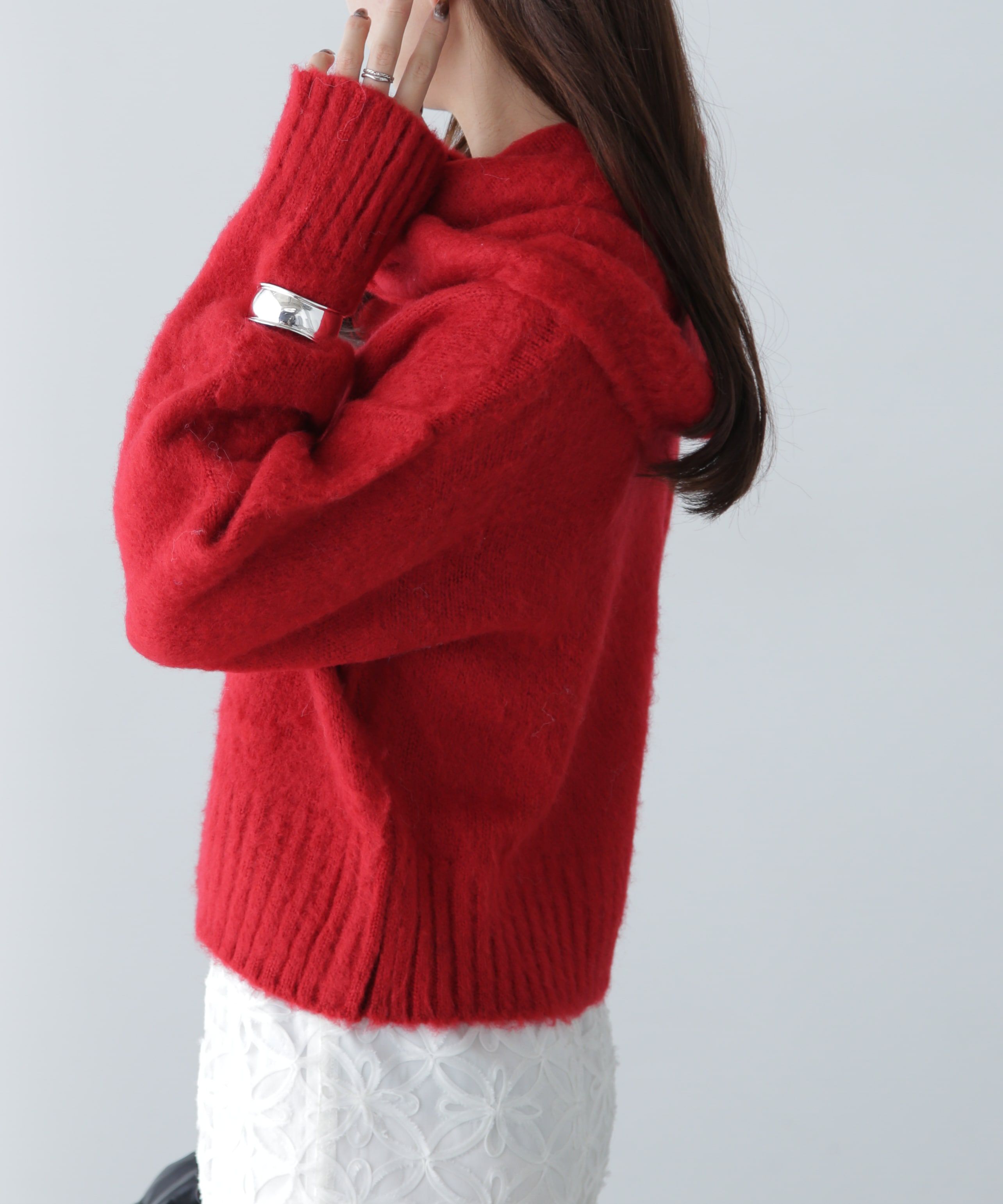  「スカーフ付きシャギーニット」|ニット・セーター|